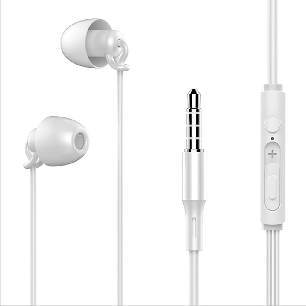 3.5mm Sleep Earplugs Earphone  white with Volume Control Mic