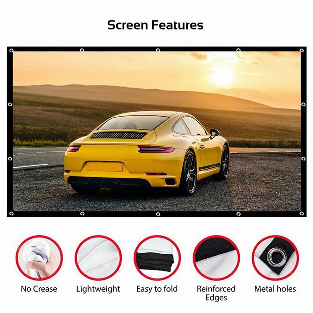 Portable Folding Projector Screen Home Theater Outdoor Camping 100 inch 16:9