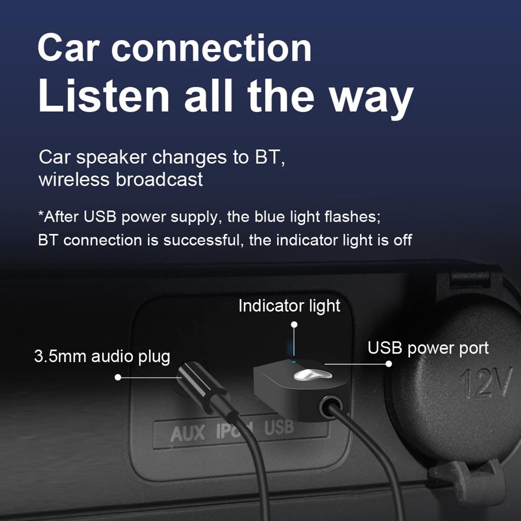 USB Wireless Bluetooth 3.5mm AUX Audio Stereo Music Car Receiver Adapter