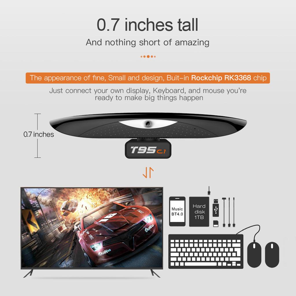 2G+16G STB T95C1 Octa Core WiFi BT 2.4G/5G 4K Media Player US Plug