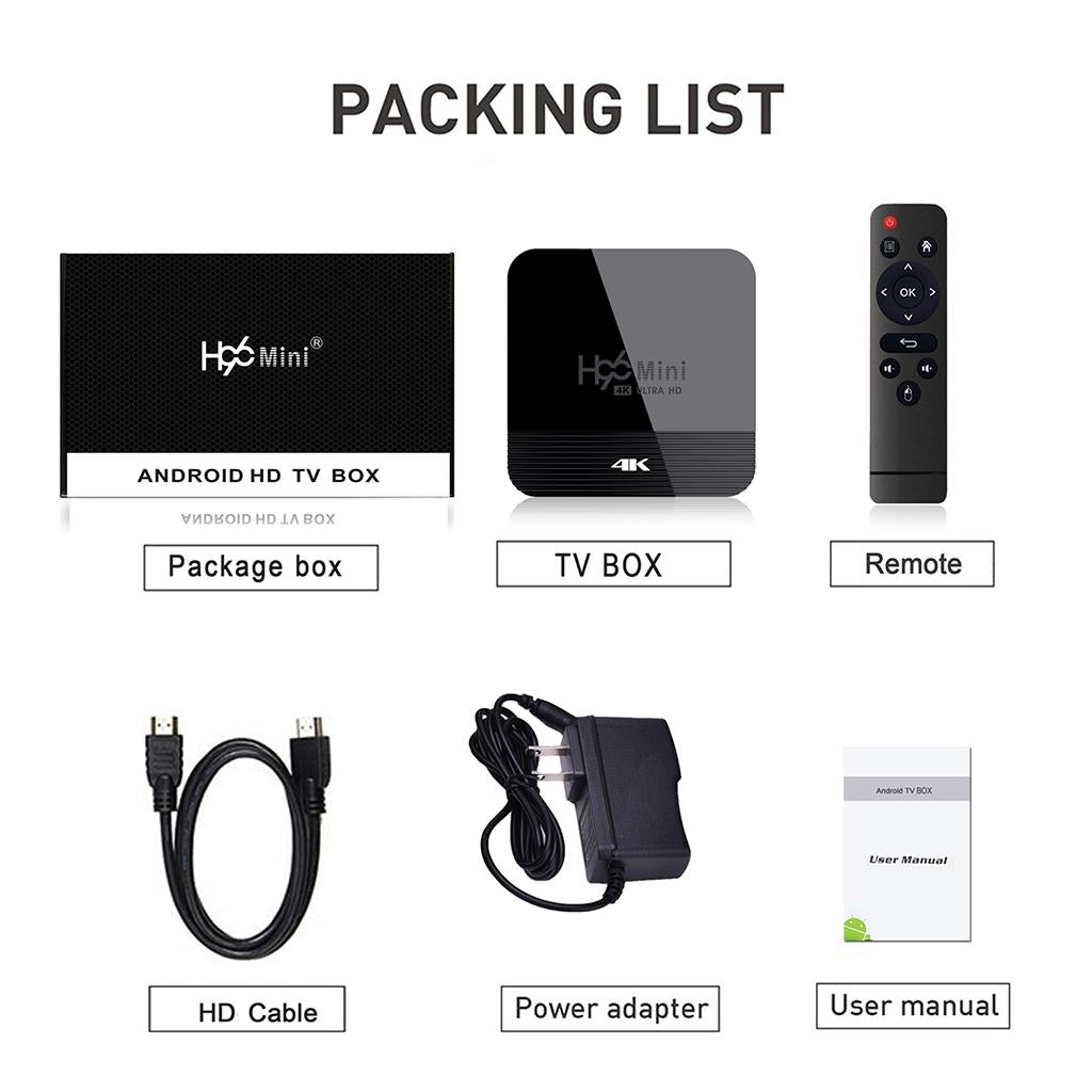 Android Box H96 Mini H8 TV Media Player 2.4G/5G Wifi BT4.0 EU Plug 1+8G