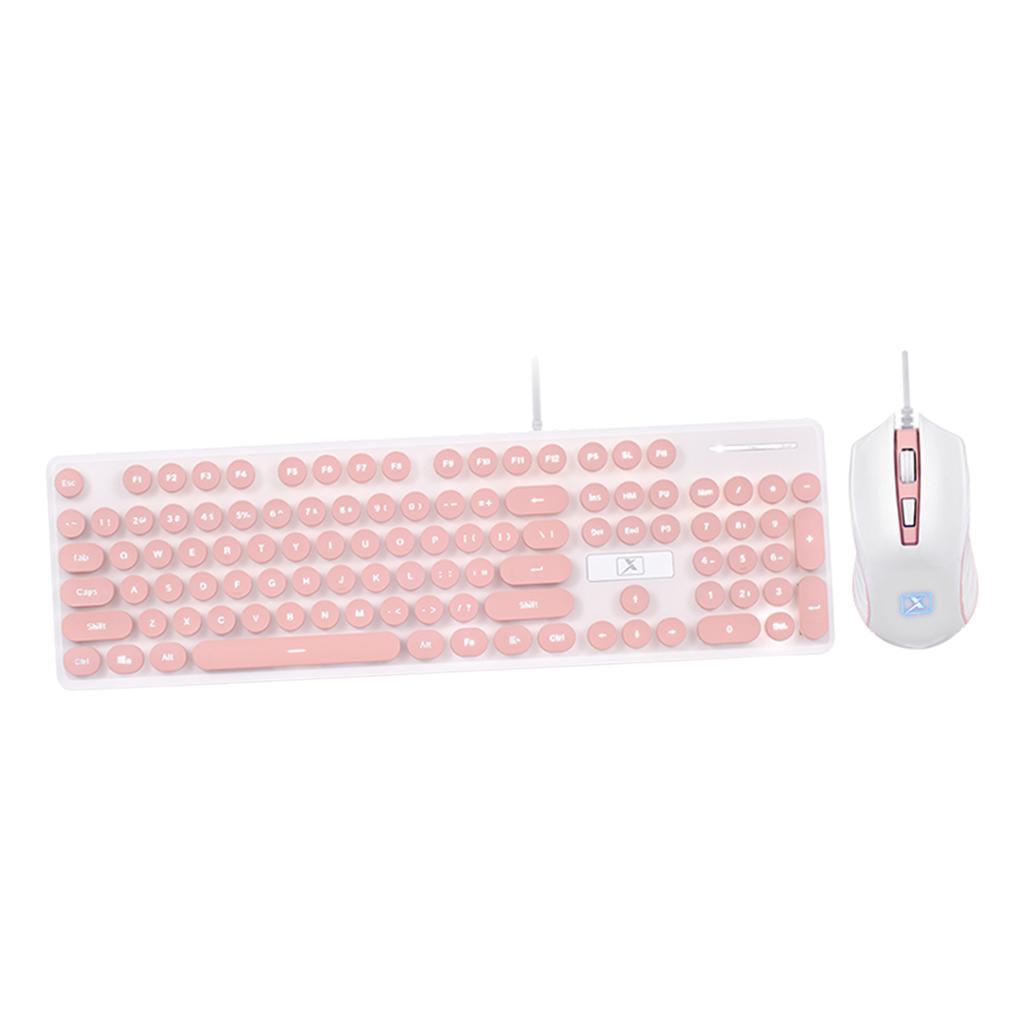 N520 Wired USB Mechanical Keyboard Game Mouse Set Whisper-Quiet  pink