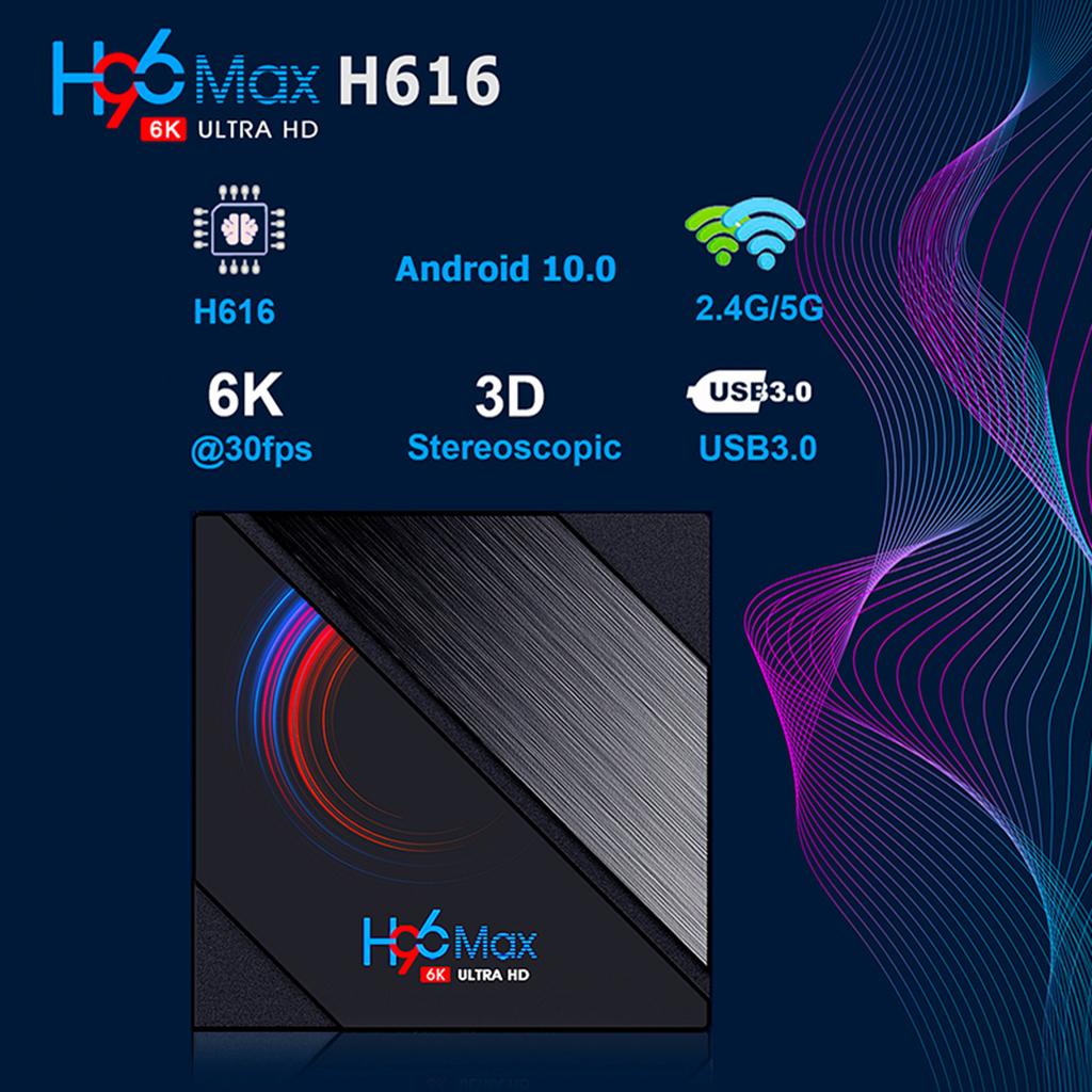 H96 MAX H616 Android 10 TV 5G 6K Media Player Wifi Quad Core Smart 4G+32G