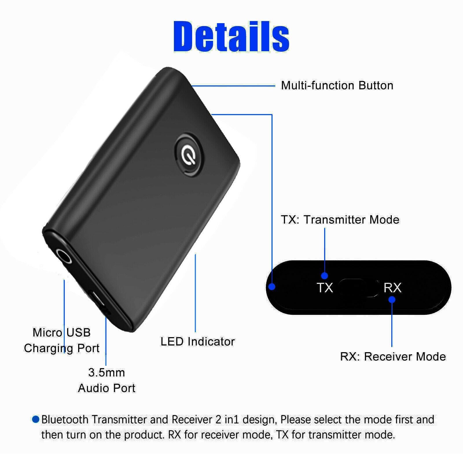 Bluetooth 5.0 Transmitter Receiver Adapter for TV PC Speaker Headphones