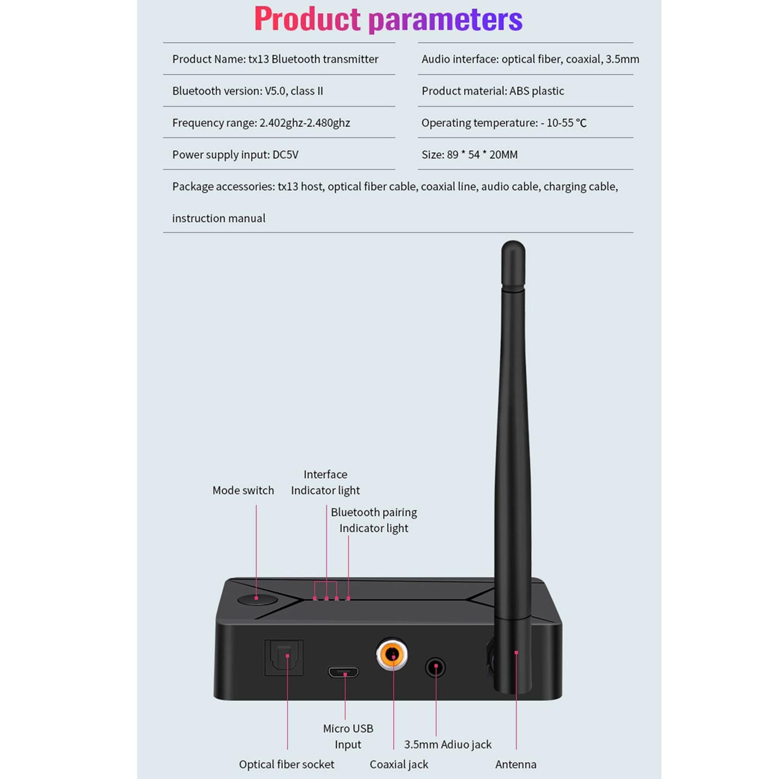 Wireless Adapter Bluetooth 5.0 Audio Transmitter AUX Coaxial Optical for TV