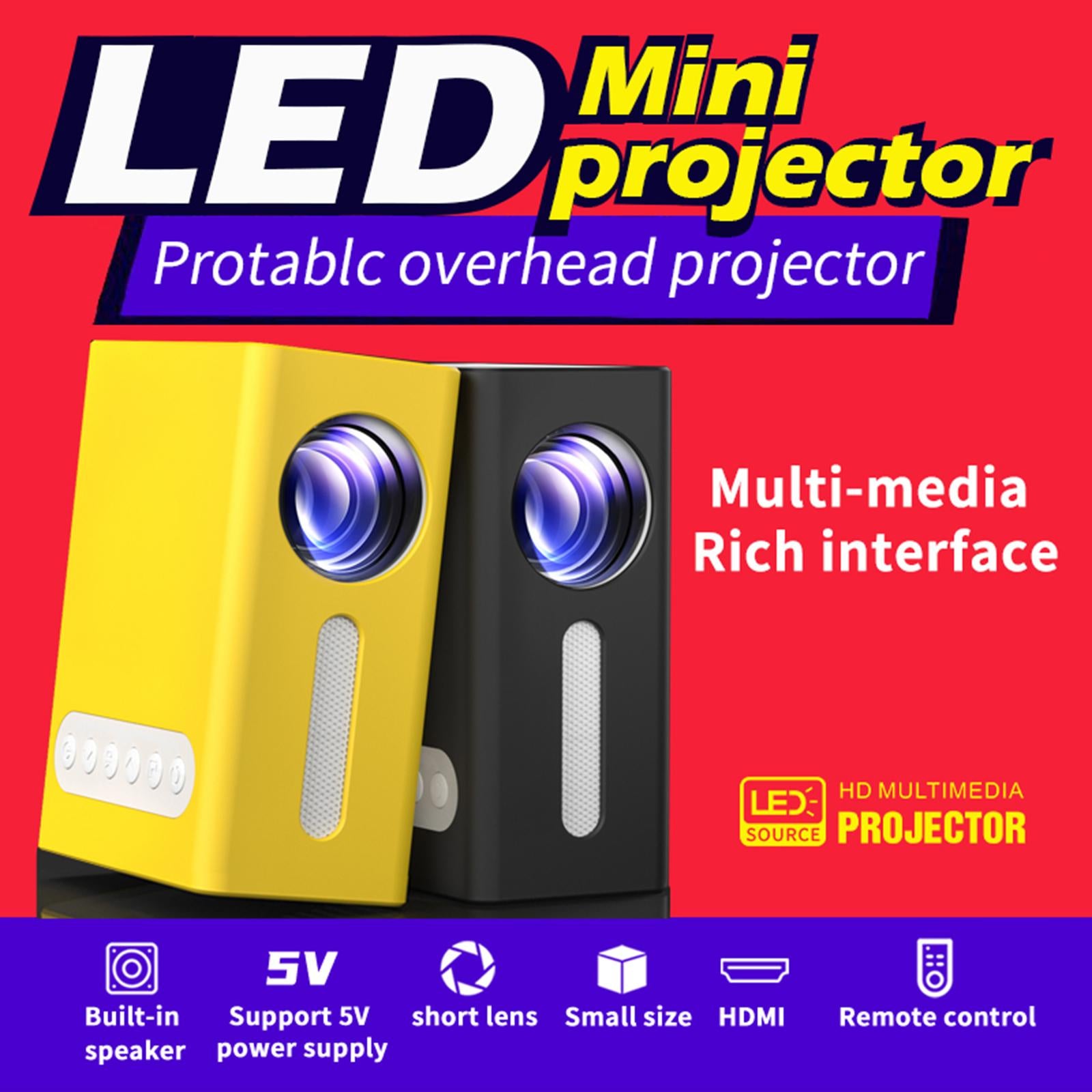 LED Mini Pocket Projector 1080P LCD Home Theater HDMI USB TF AV Kids Gift