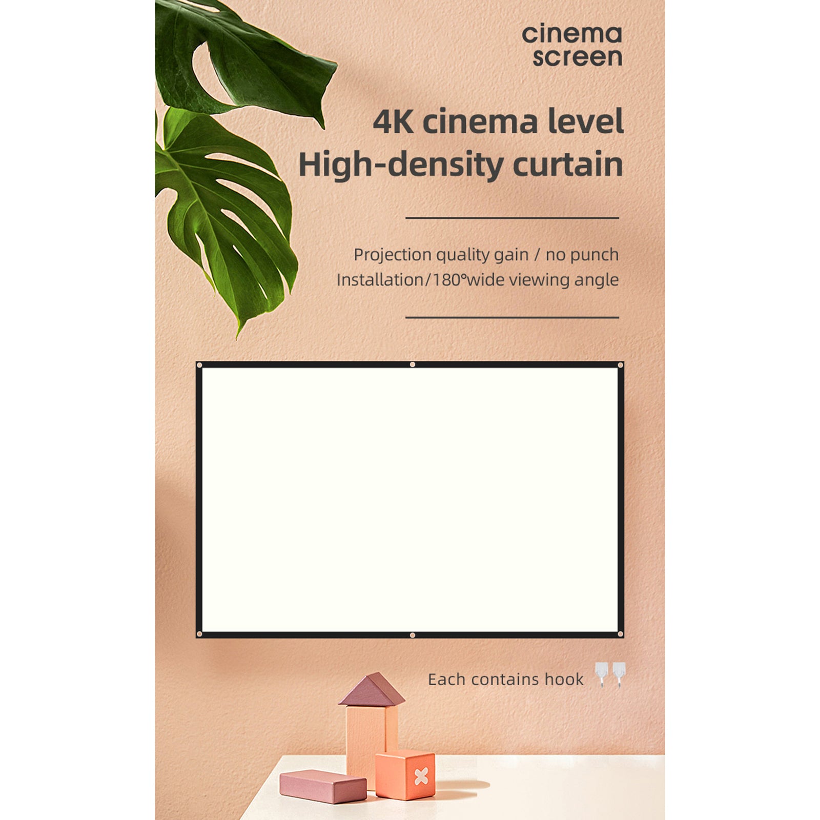 Projector Screen 16:9 HD Foldable Anti-Crease Projection Screen 150 inch