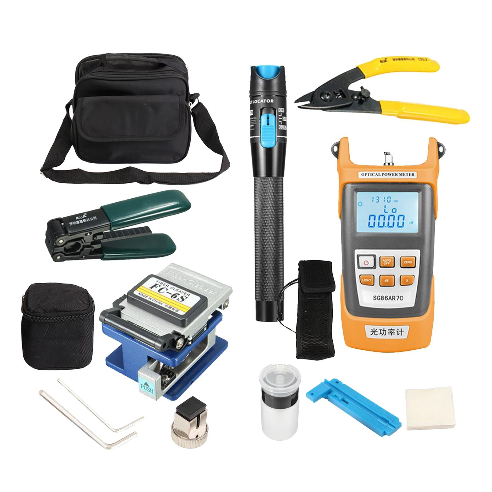 FTTH Fiber Optic Tool Kit Optical Fiber Cleaver Optical Power Meter Tool Bag