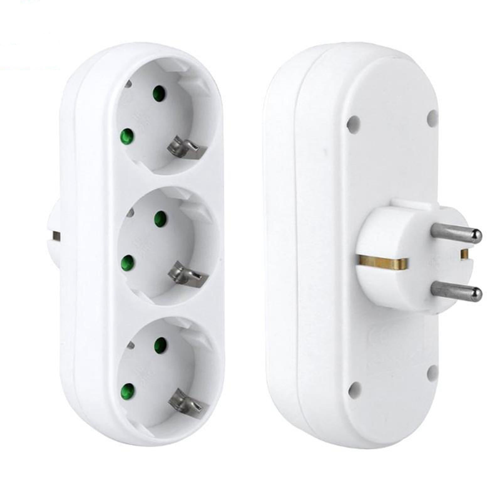 3-hole Triple Socket AC 250V 16A Fireproof Socket for Home Office EU Plug