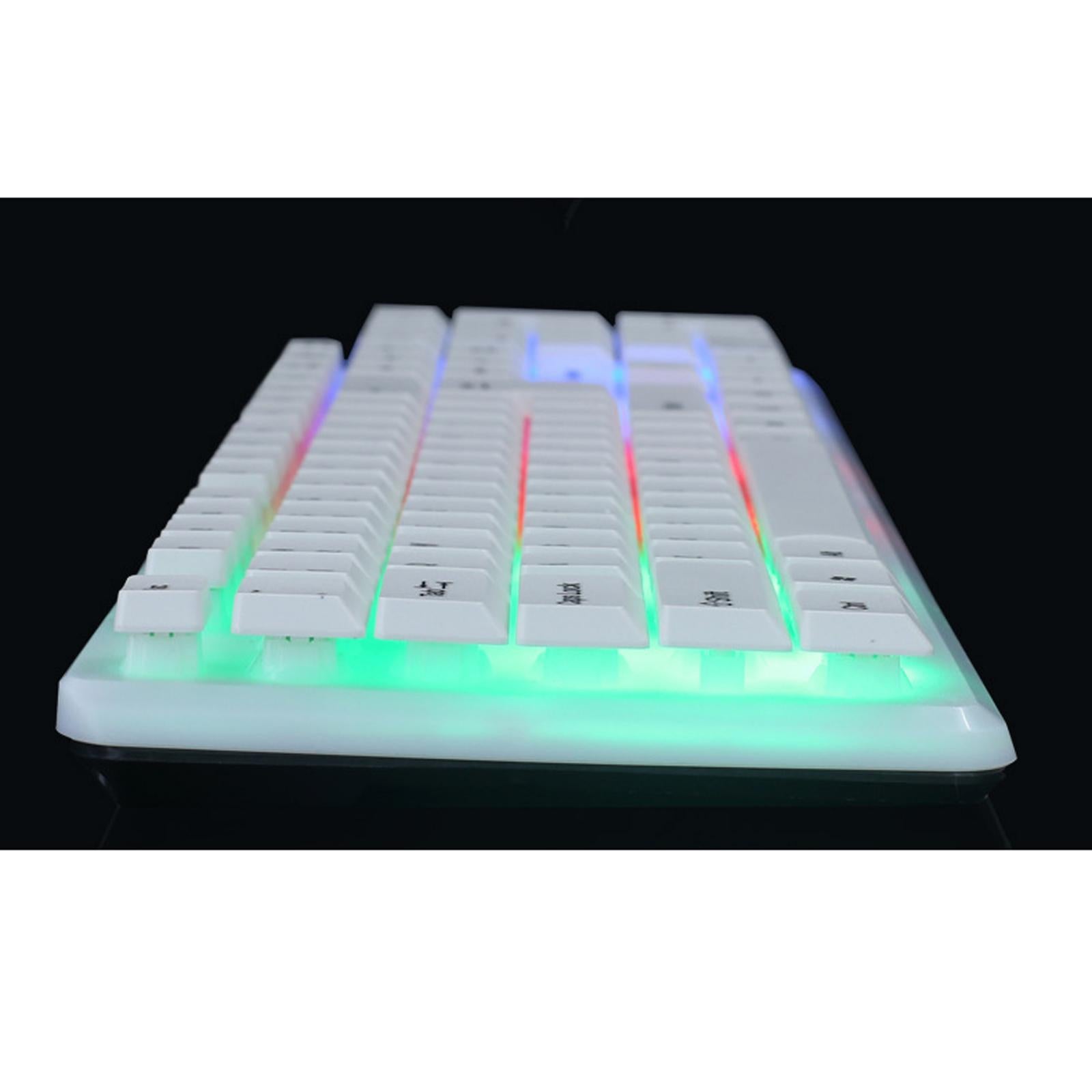 Wired Wired Mouse Kit Combo Rainbow Backlit Keyboard White