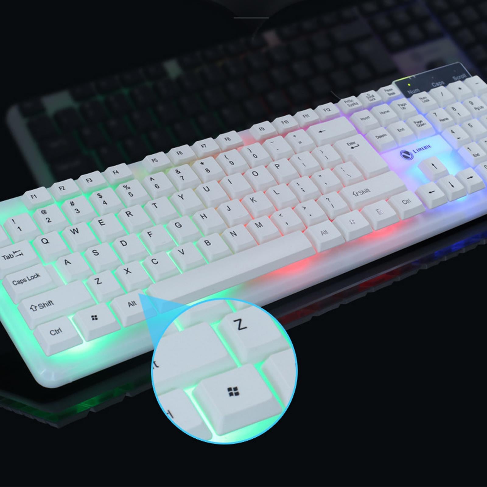 Wired Wired Mouse Kit Combo Rainbow Backlit Keyboard White