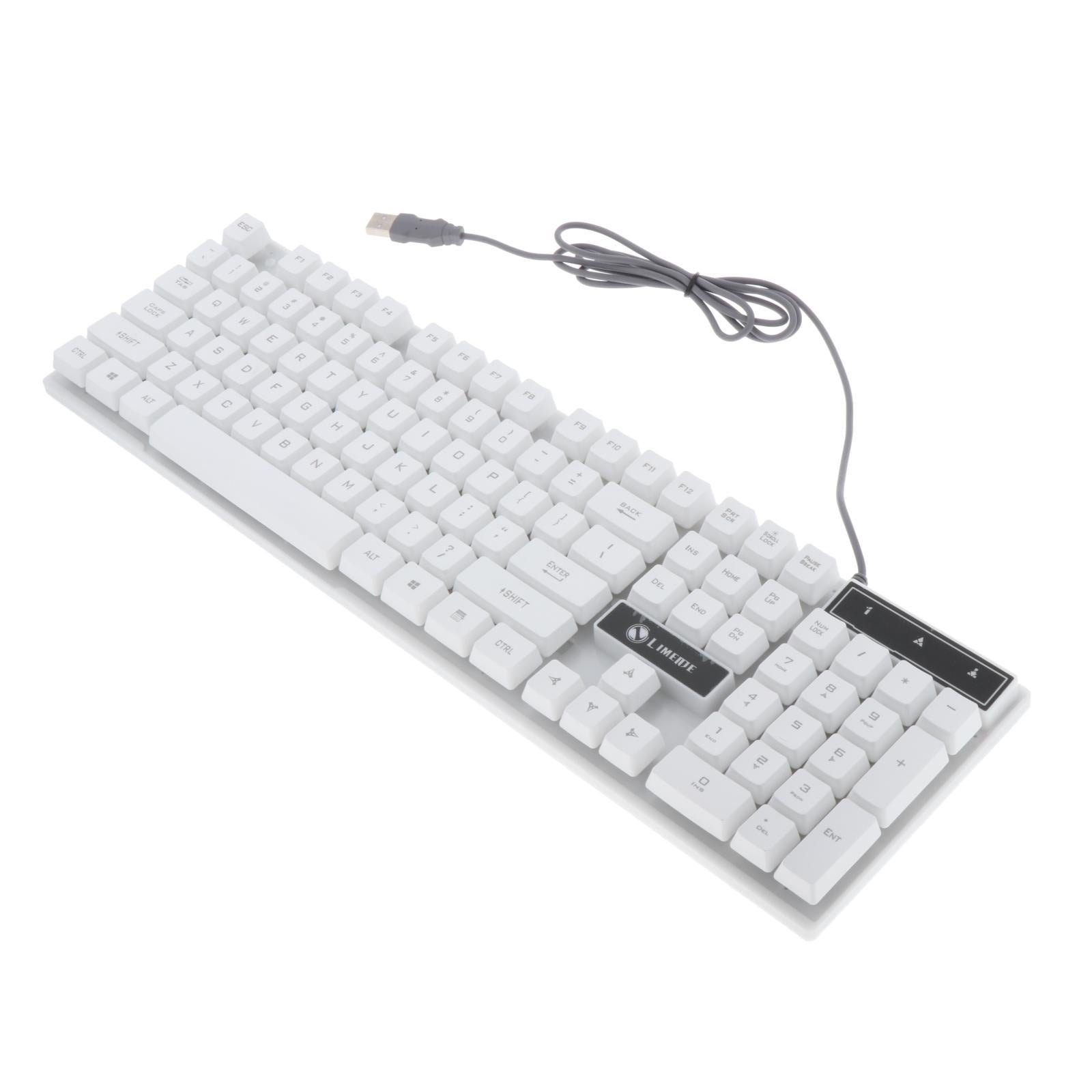 Wired Wired Mouse Kit Combo Rainbow Backlit Keyboard Mouse White