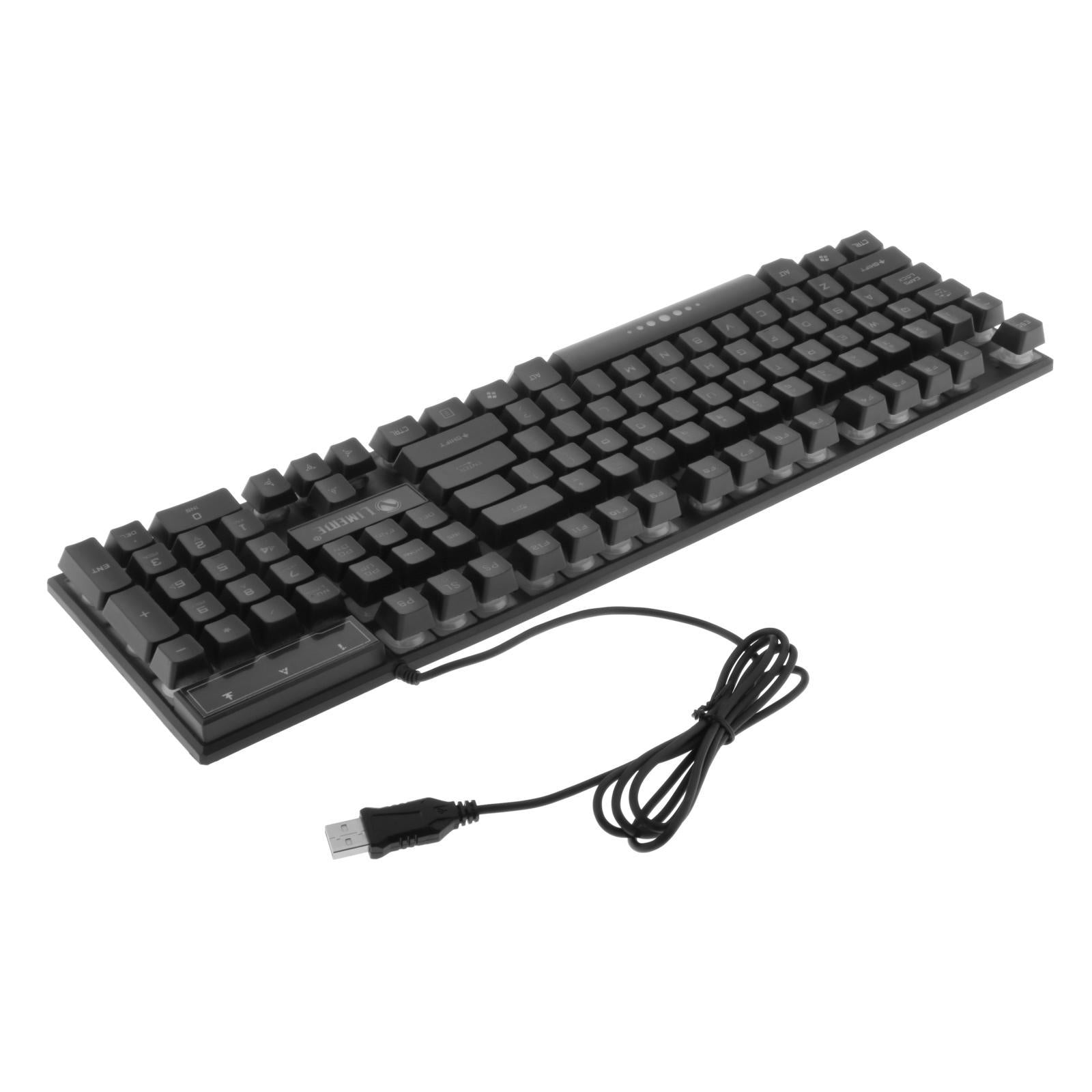 Wired Wired Mouse Kit Combo Rainbow Backlit Keyboard Mouse Black