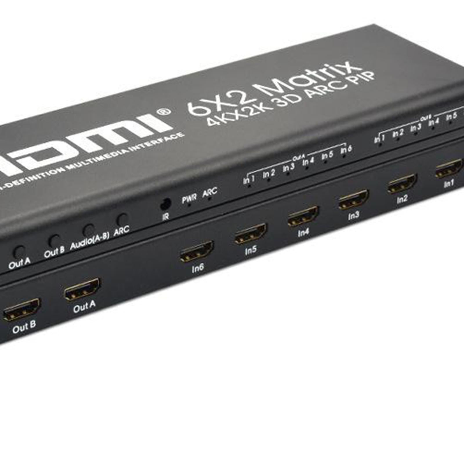 HD 4K HDMI Matrix Switch Box Switcher Splitter Converter 6 in 2 out US Plug