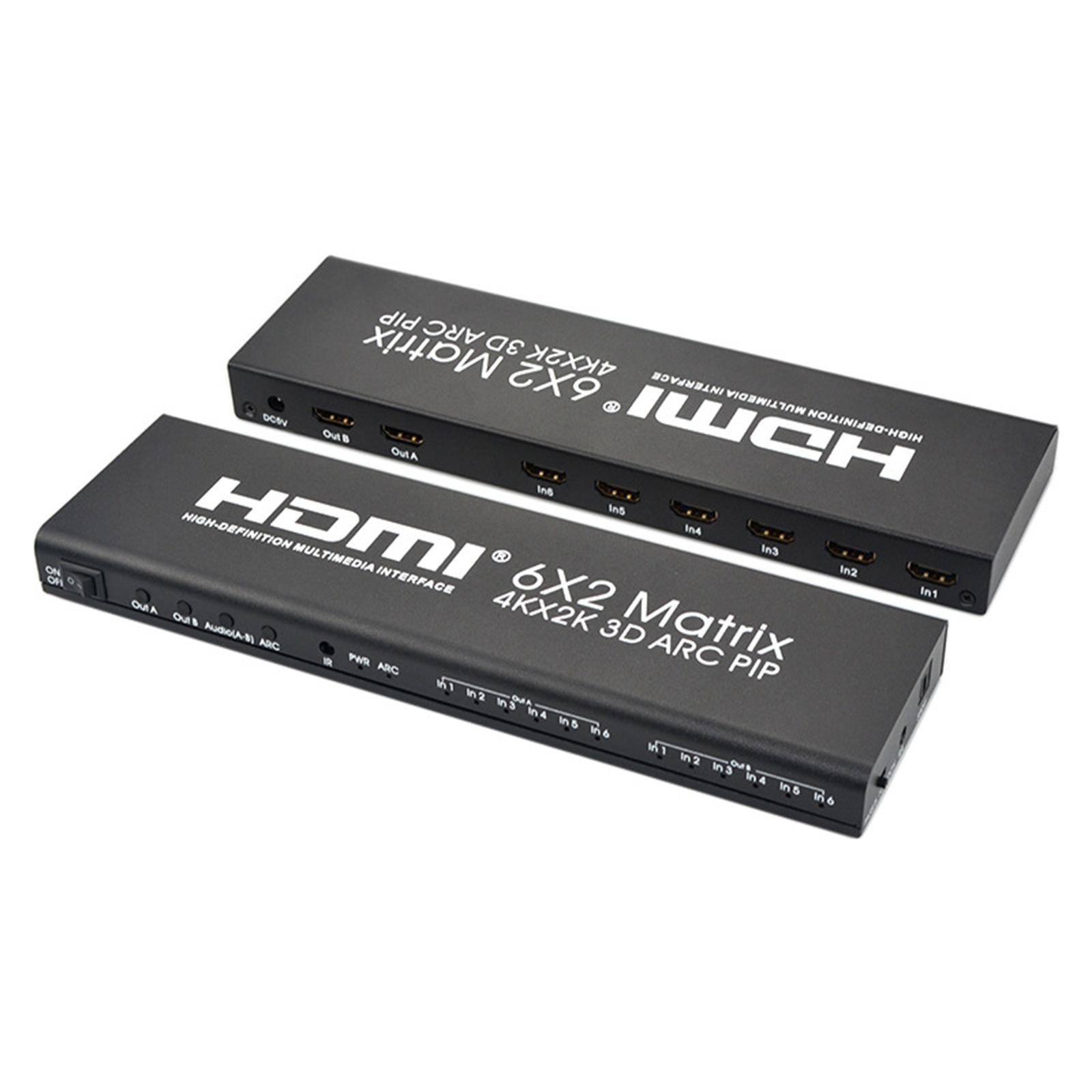 HD 4K HDMI Matrix Switch Box Switcher Splitter Converter 6 in 2 out US Plug