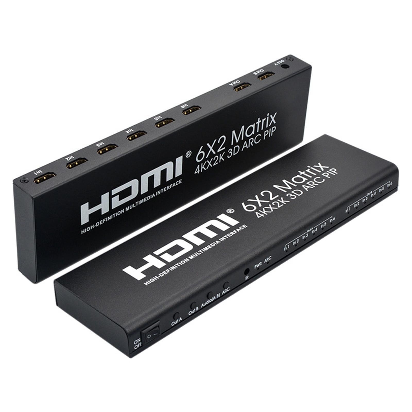 HD 4K HDMI Matrix Switch Box Switcher Splitter Converter 6 in 2 out US Plug