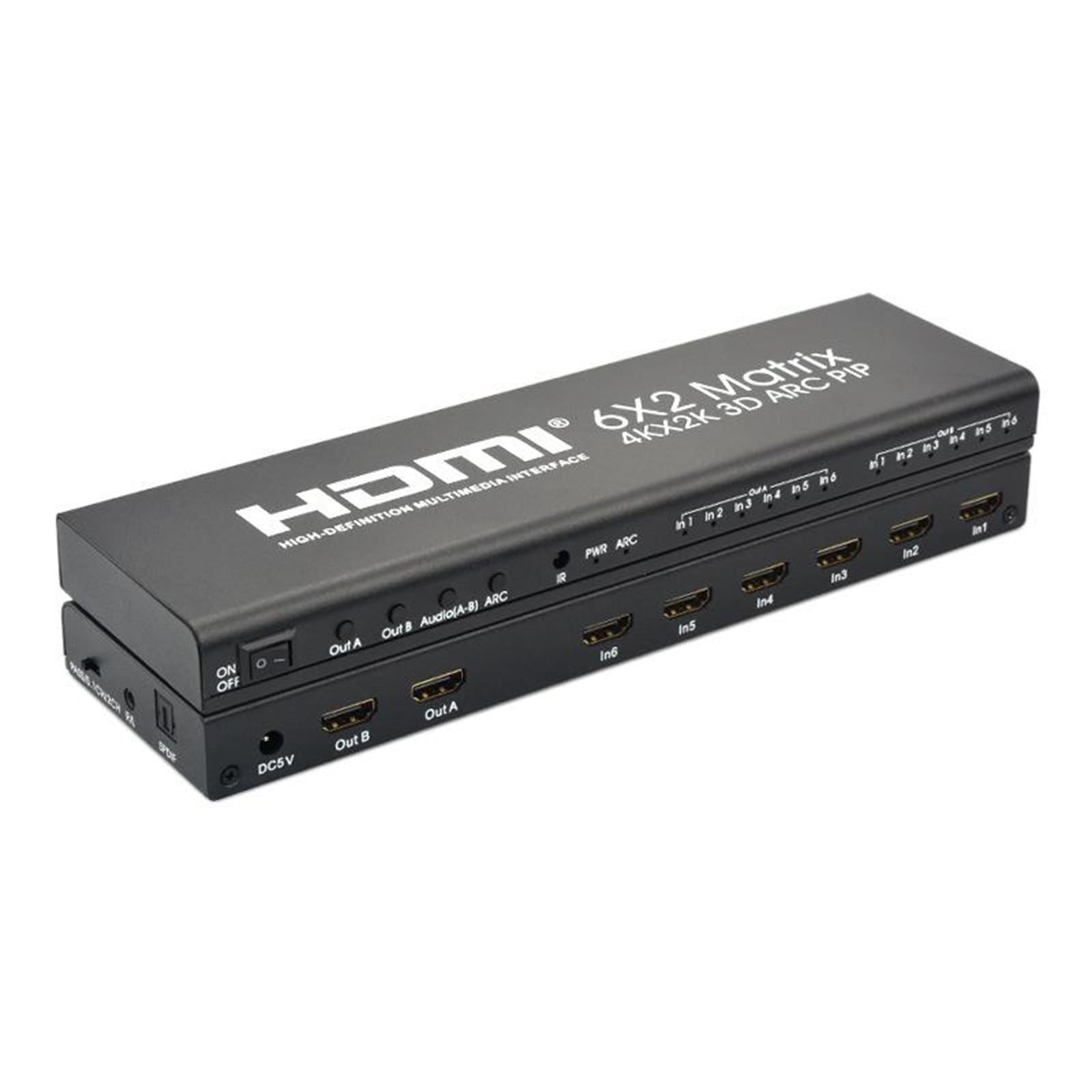 HD 4K HDMI Matrix Switch Box Switcher Splitter Converter 6 in 2 out US Plug