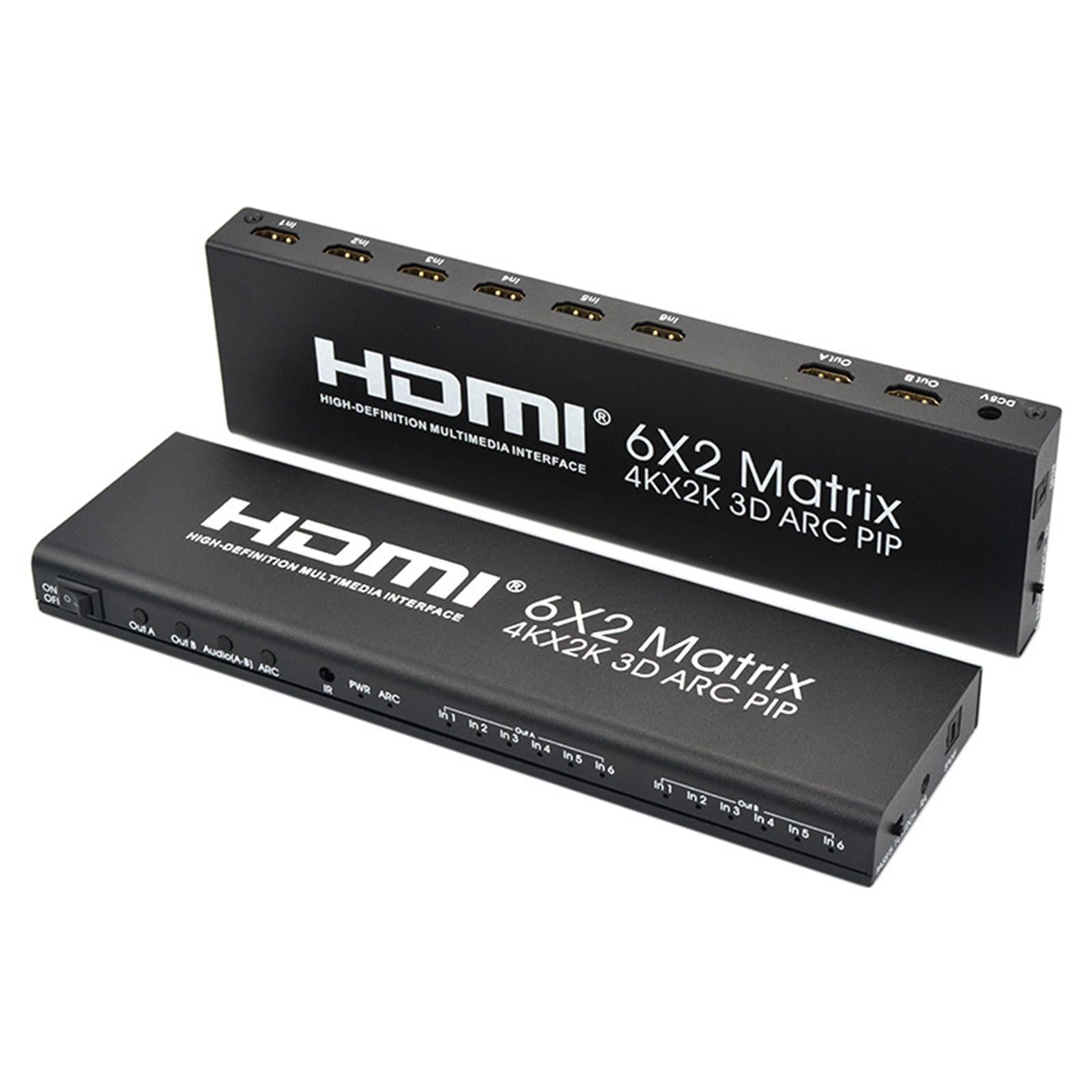 HD 4K HDMI Matrix Switch Box Switcher Splitter Converter 6 in 2 out US Plug