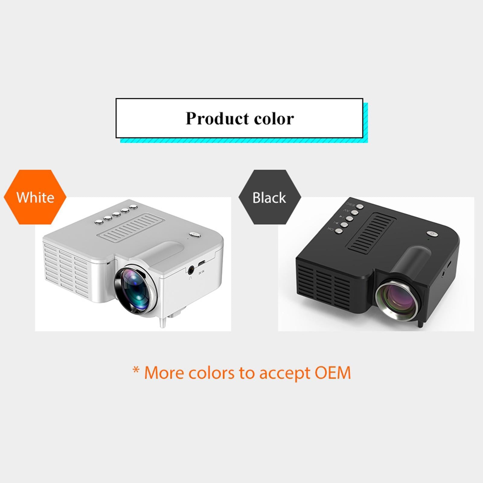 Native 1920X1080P Mini Portable Projector Wired for Home Office Outdoor Black