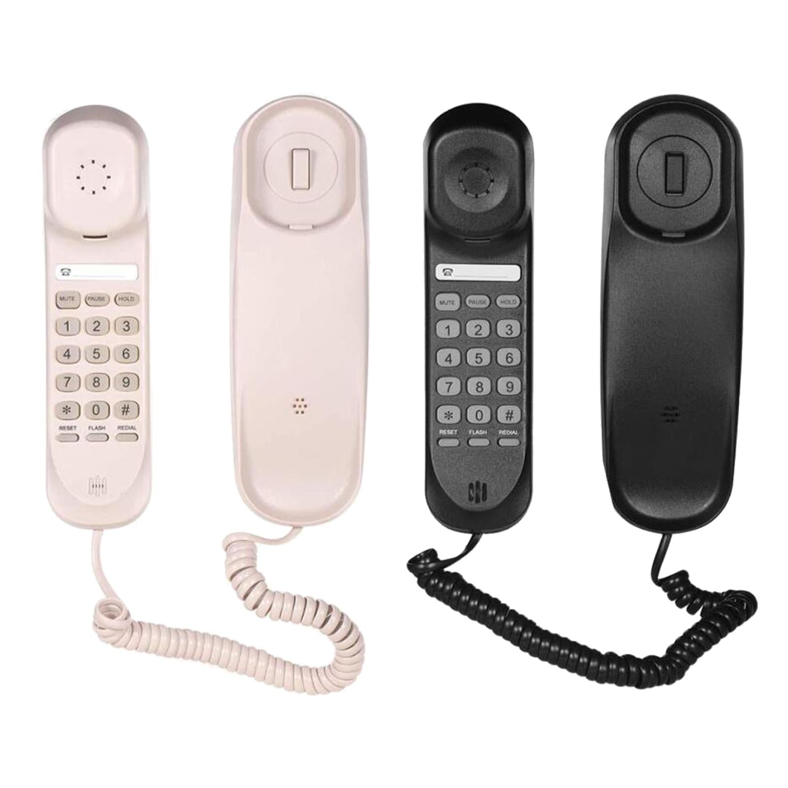 Wall Mount Desktop Corded Fixed Telephone Landline Wired Handset Phone Pink