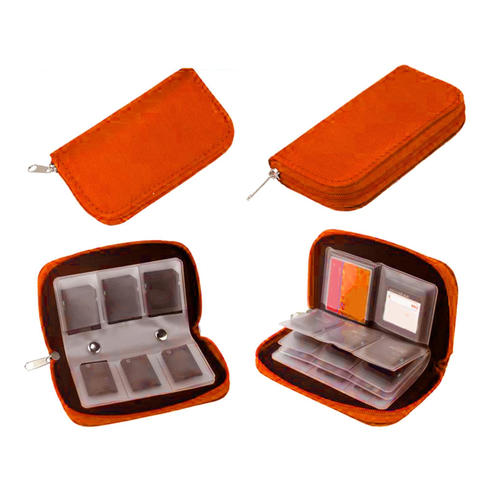 Nylon 22-Slot Memory Card Case Large Capacity Shockproof Protector Orange