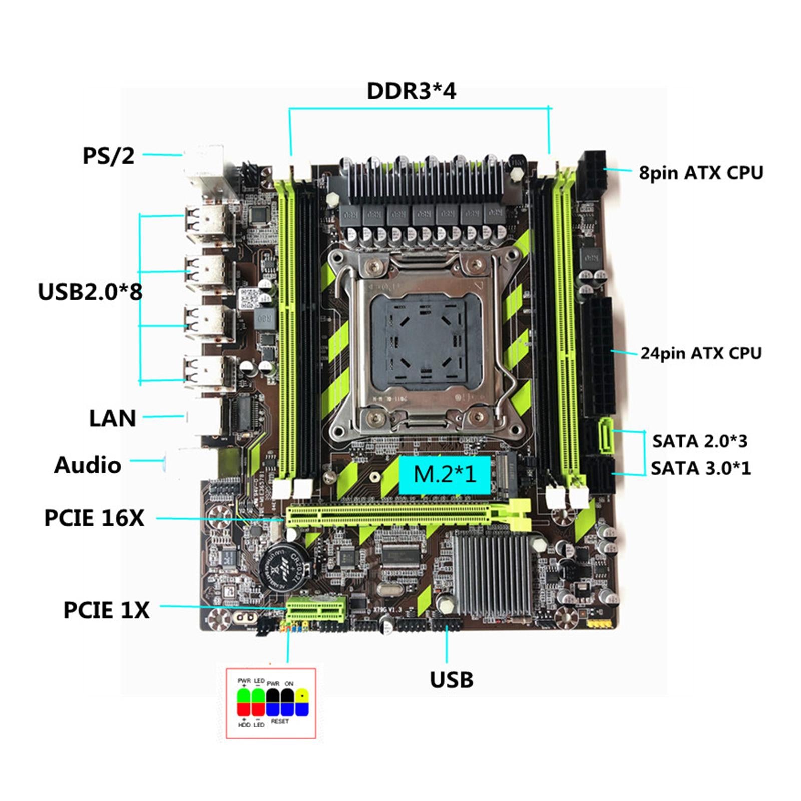 Computer X79 Motherboard LGA 2011 CPU DDR3 M-ATX Mainboard for E5 2630 64GB