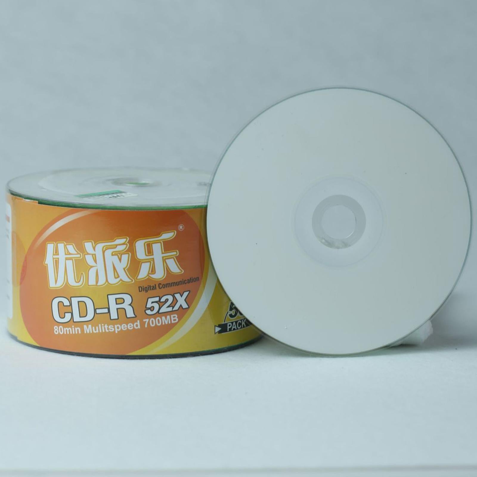 50Pcs Recordable Discs Blank Printable CD-R Discs 700MB for Data and Music