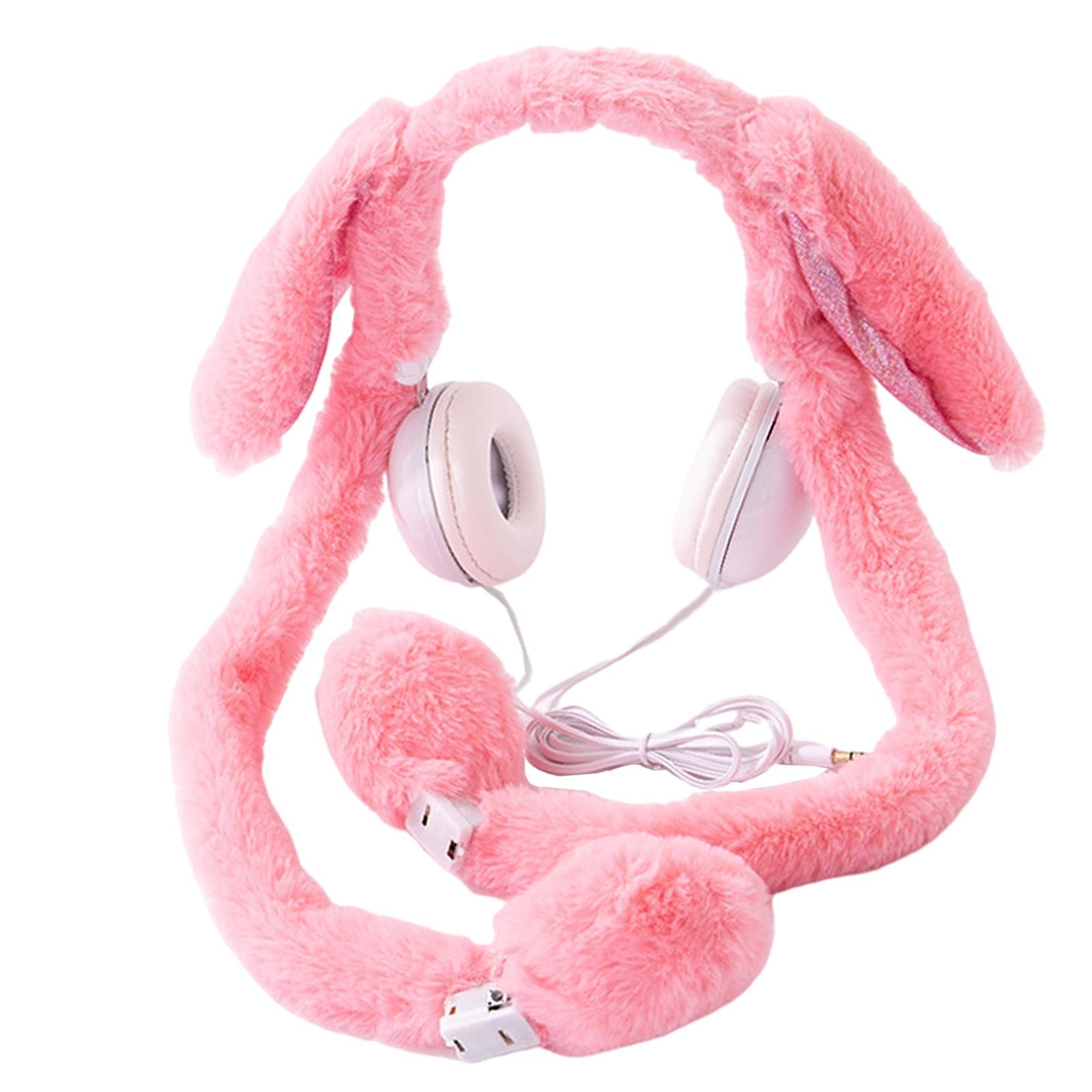 Cute Wired Headphones Rabbit Cartoon for Video Shooting Photography Red