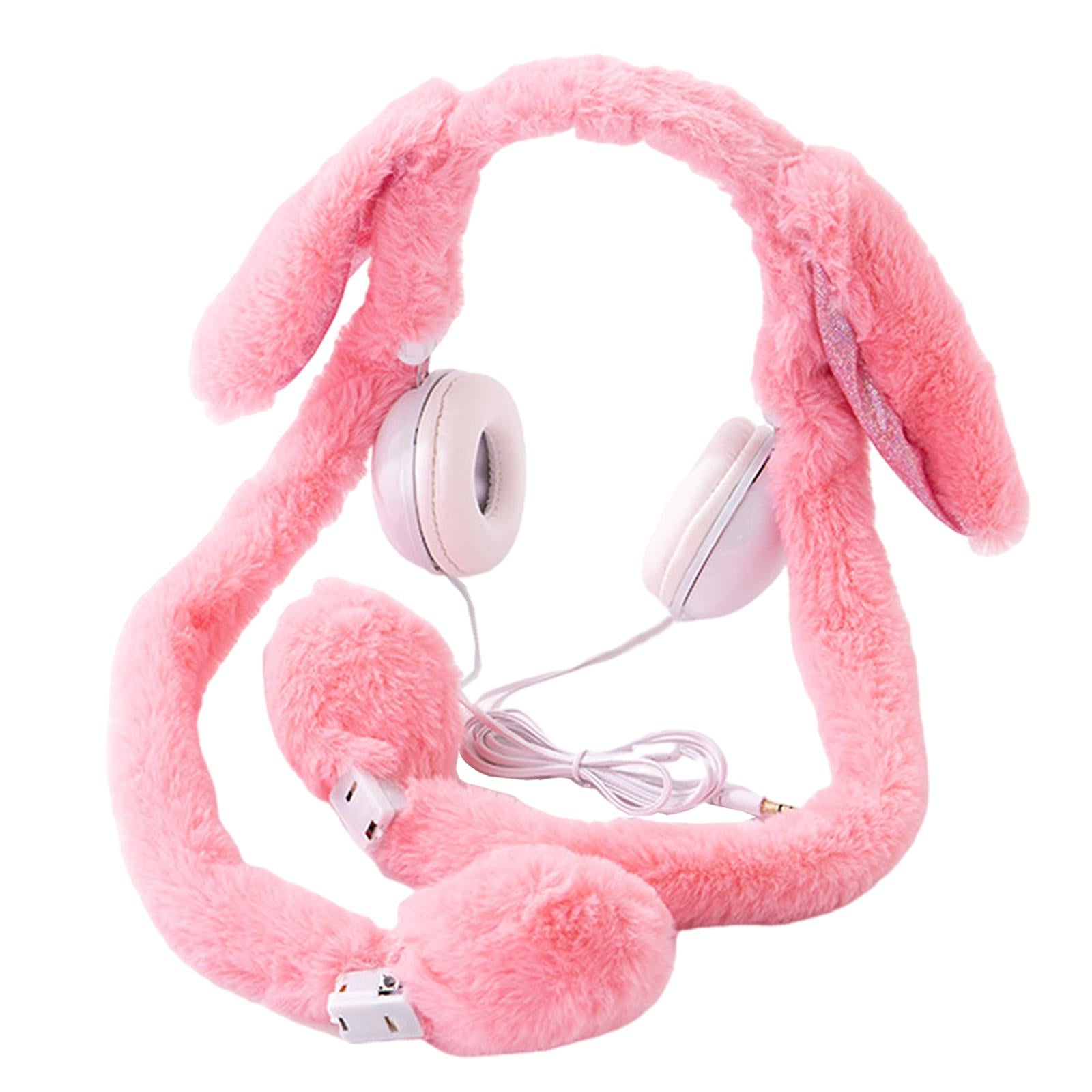 Cute Wired Headphones Rabbit Cartoon for Video Shooting Photography Red