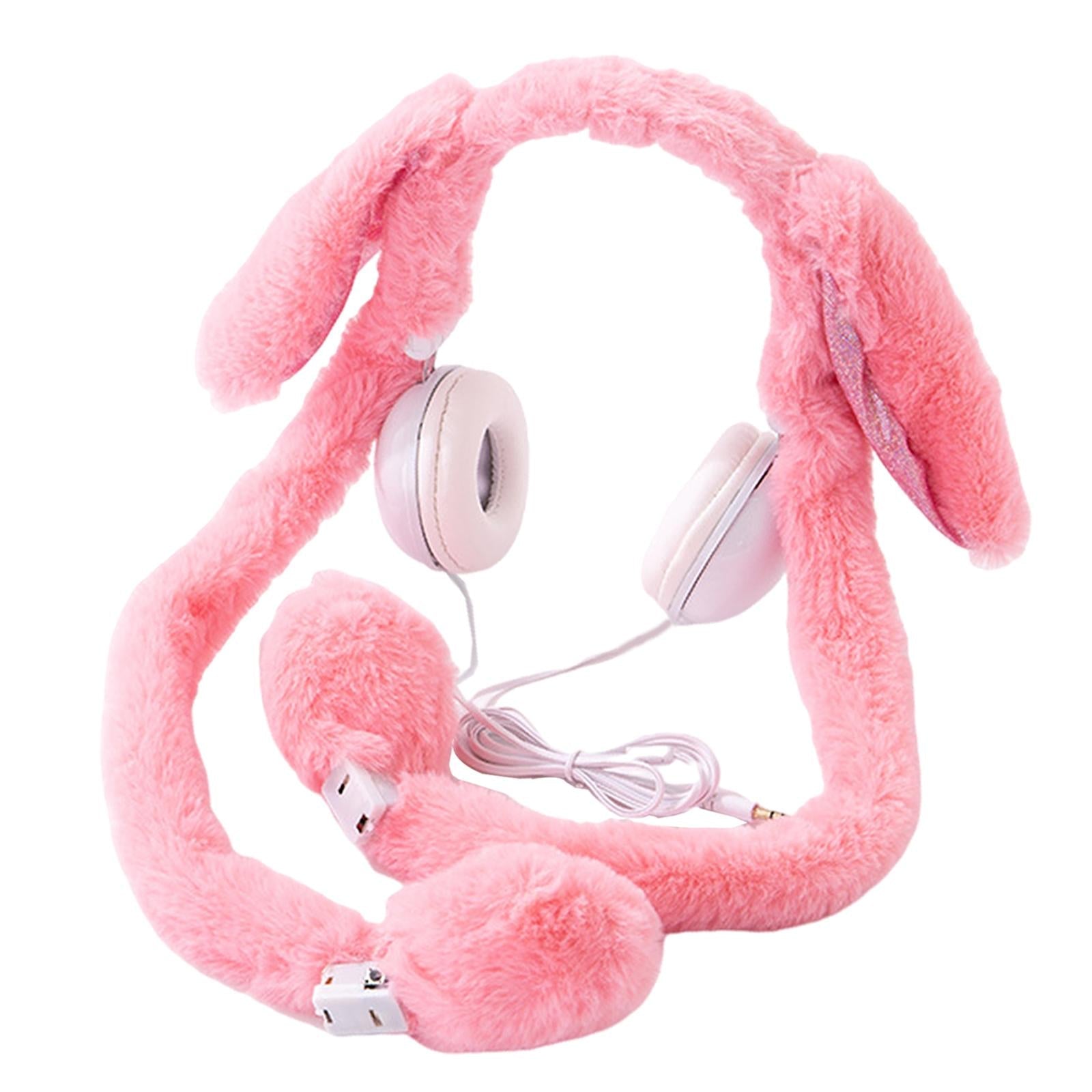 Cute Wired Headphones Rabbit Cartoon for Video Shooting Photography Red