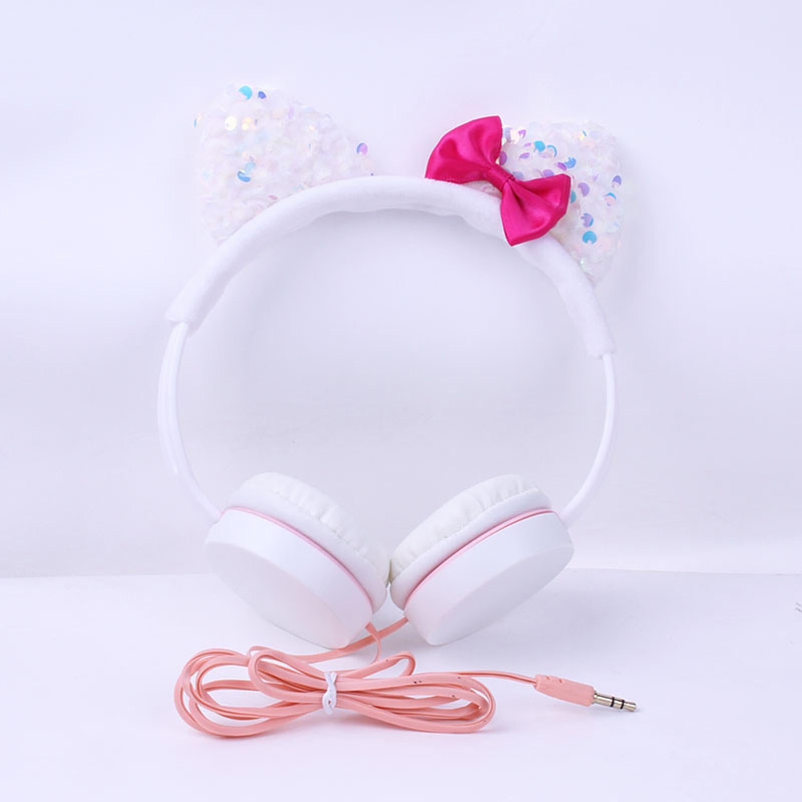 Cat Ear Headset Music Headphones Earphone for Smart Phone White