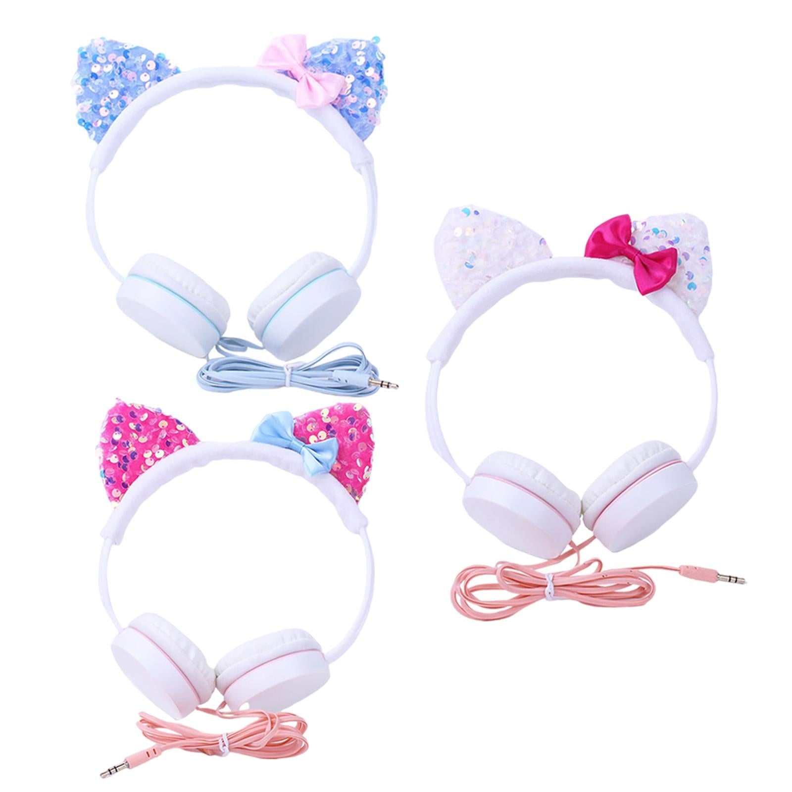 Cat Ear Headset Music Headphones Earphone for Smart Phone White