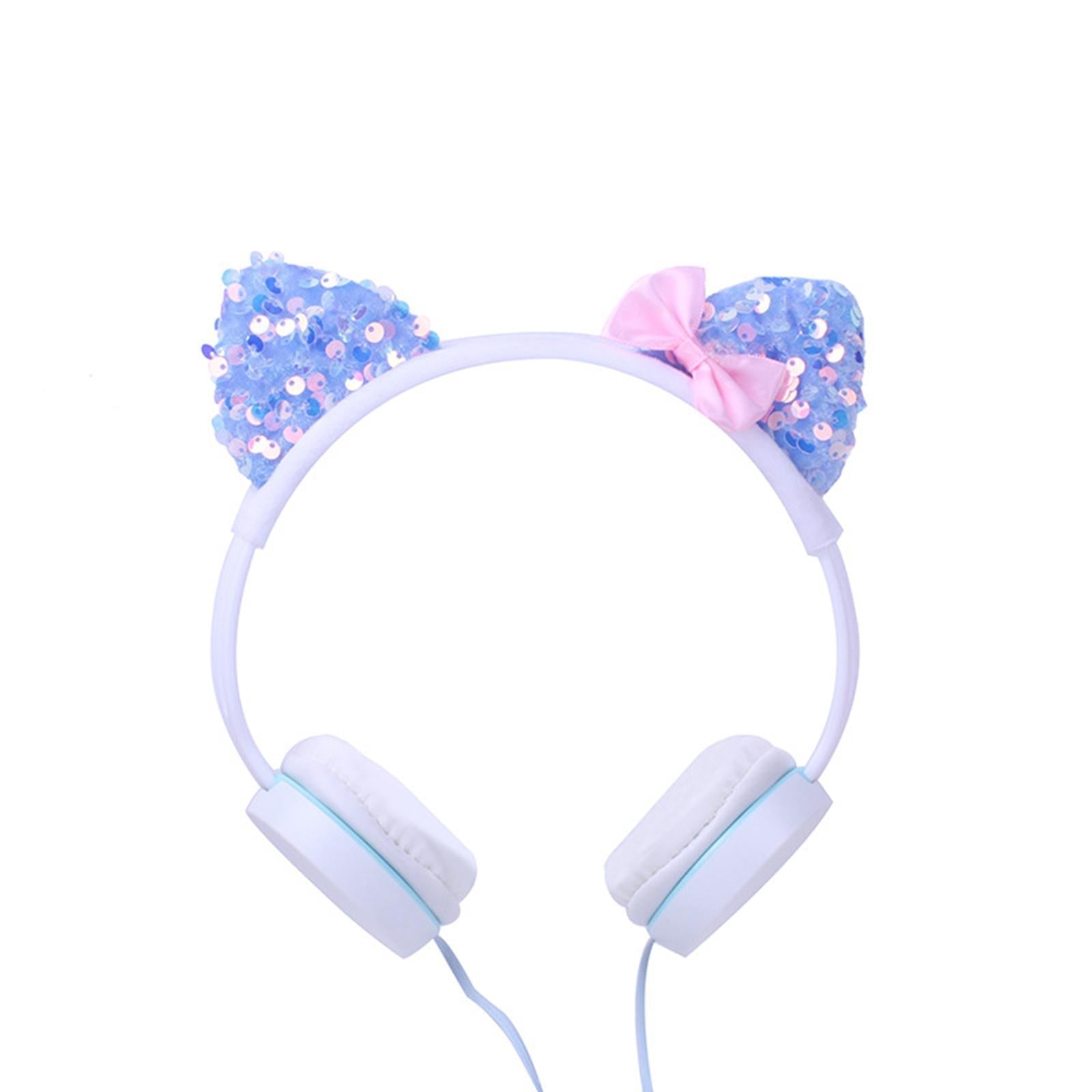 Cat Ear Headset Music Headphones Earphone for Smart Phone Blue