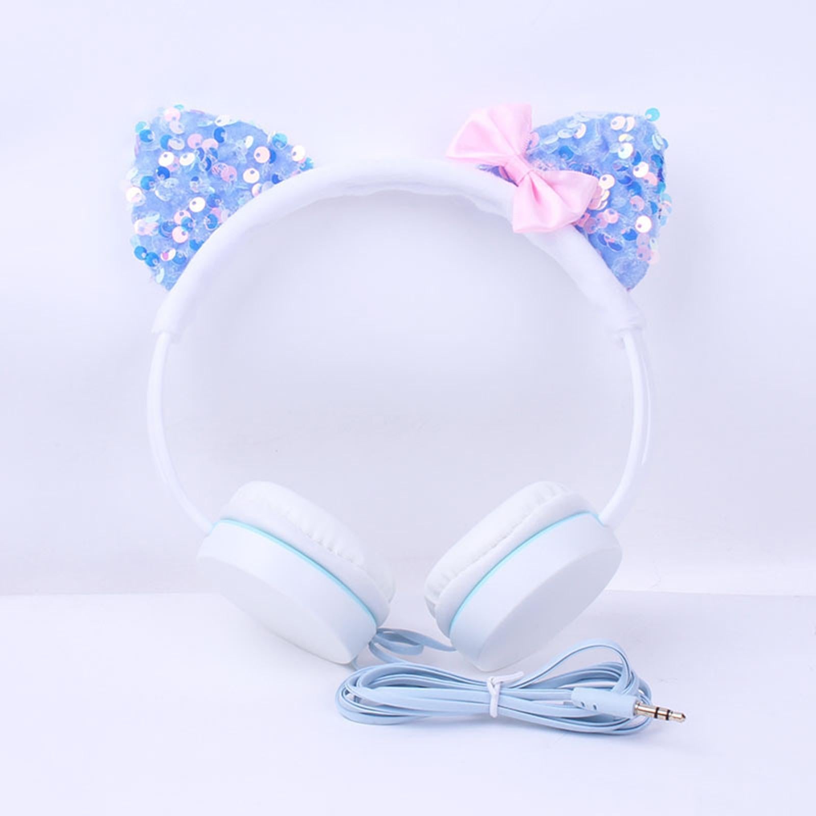 Cat Ear Headset Music Headphones Earphone for Smart Phone Blue