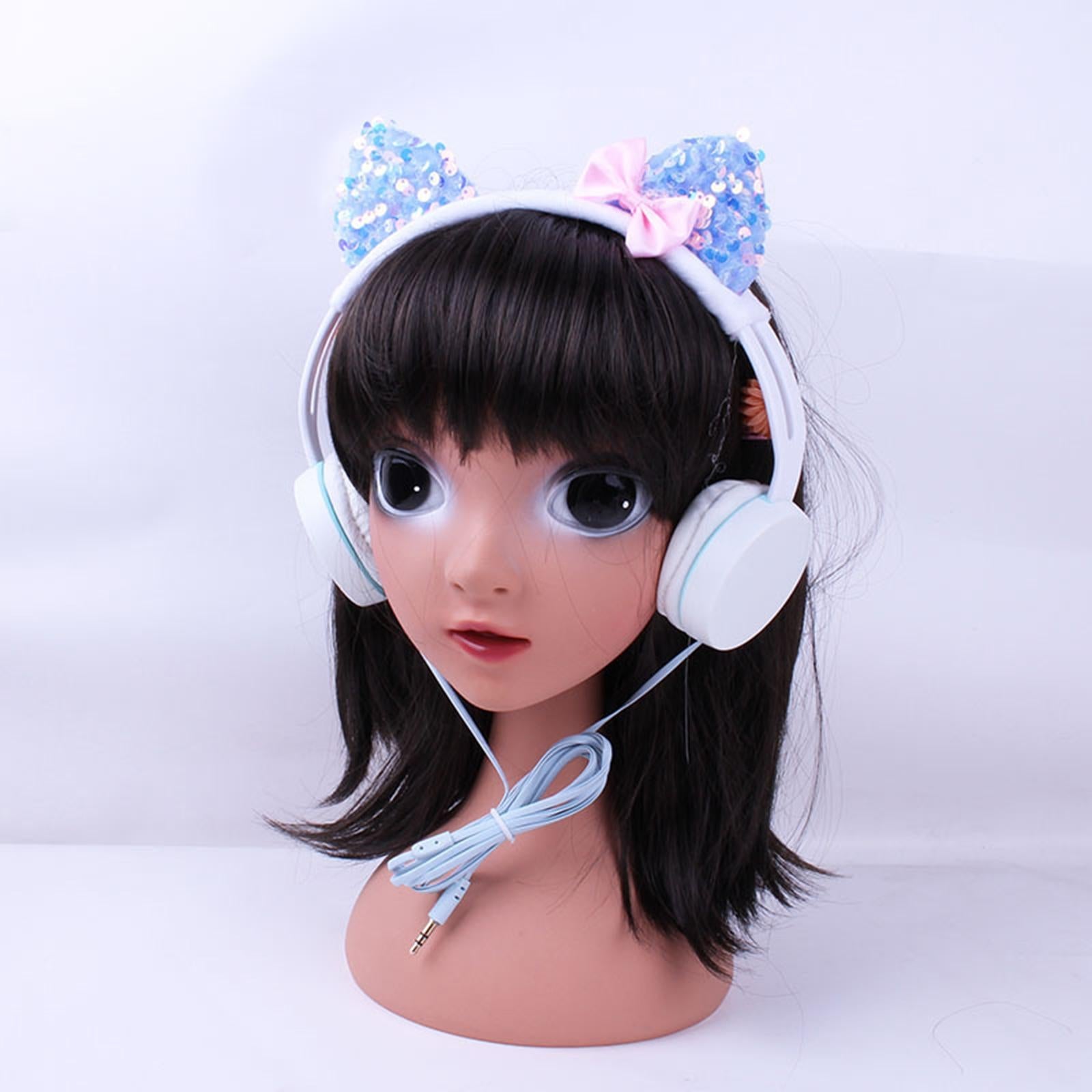 Cat Ear Headset Music Headphones Earphone for Smart Phone Blue