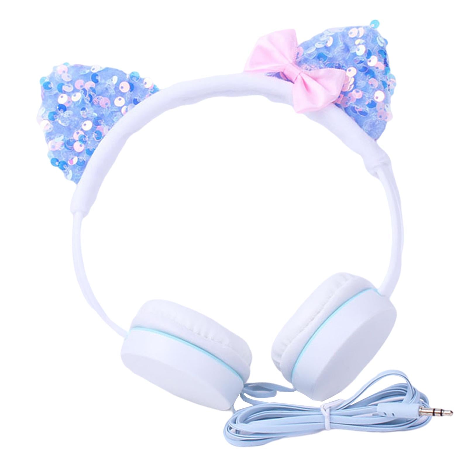 Cat Ear Headset Music Headphones Earphone for Smart Phone Blue