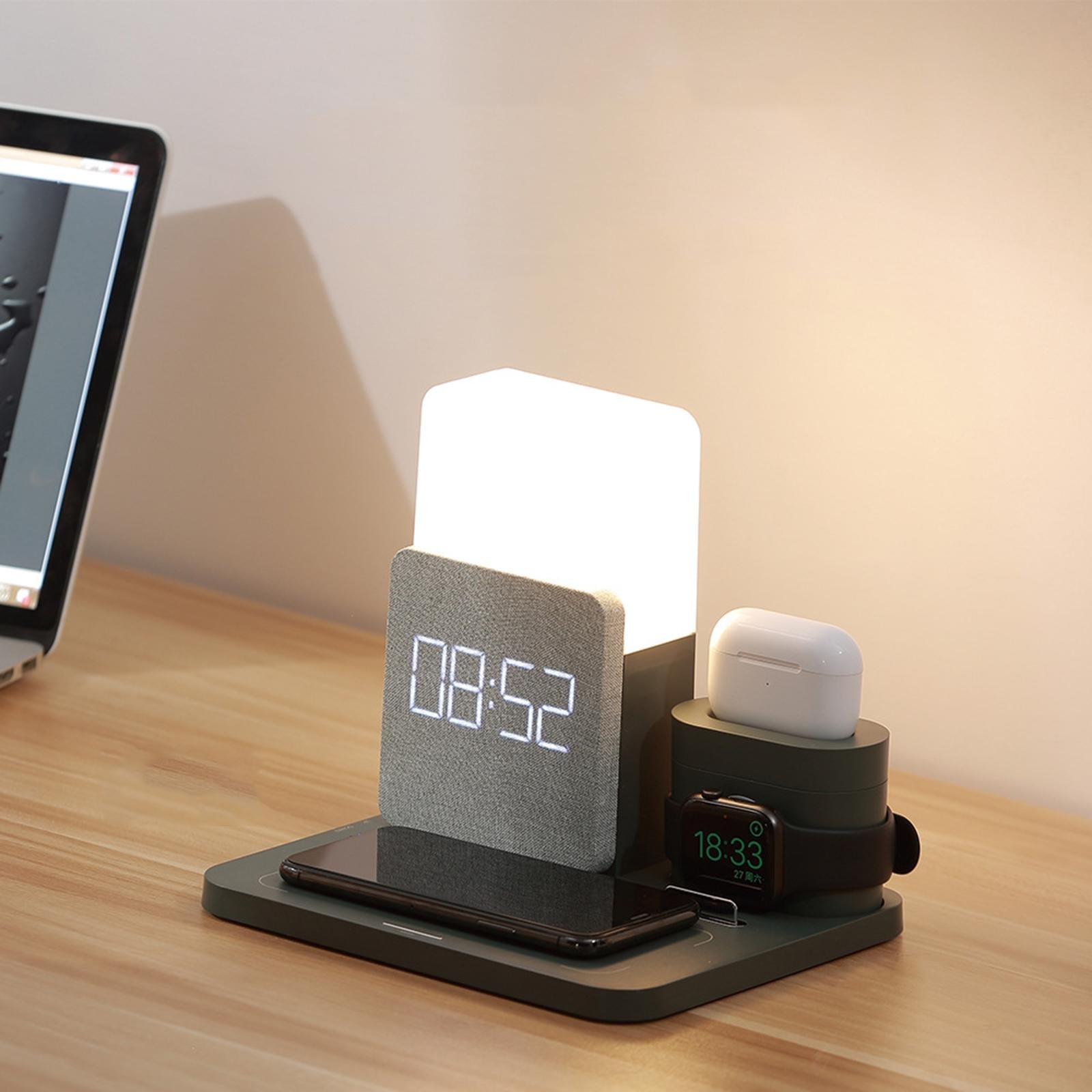 Wireless Charging Dock Wireless Charger Night light Clock For iPhone Green