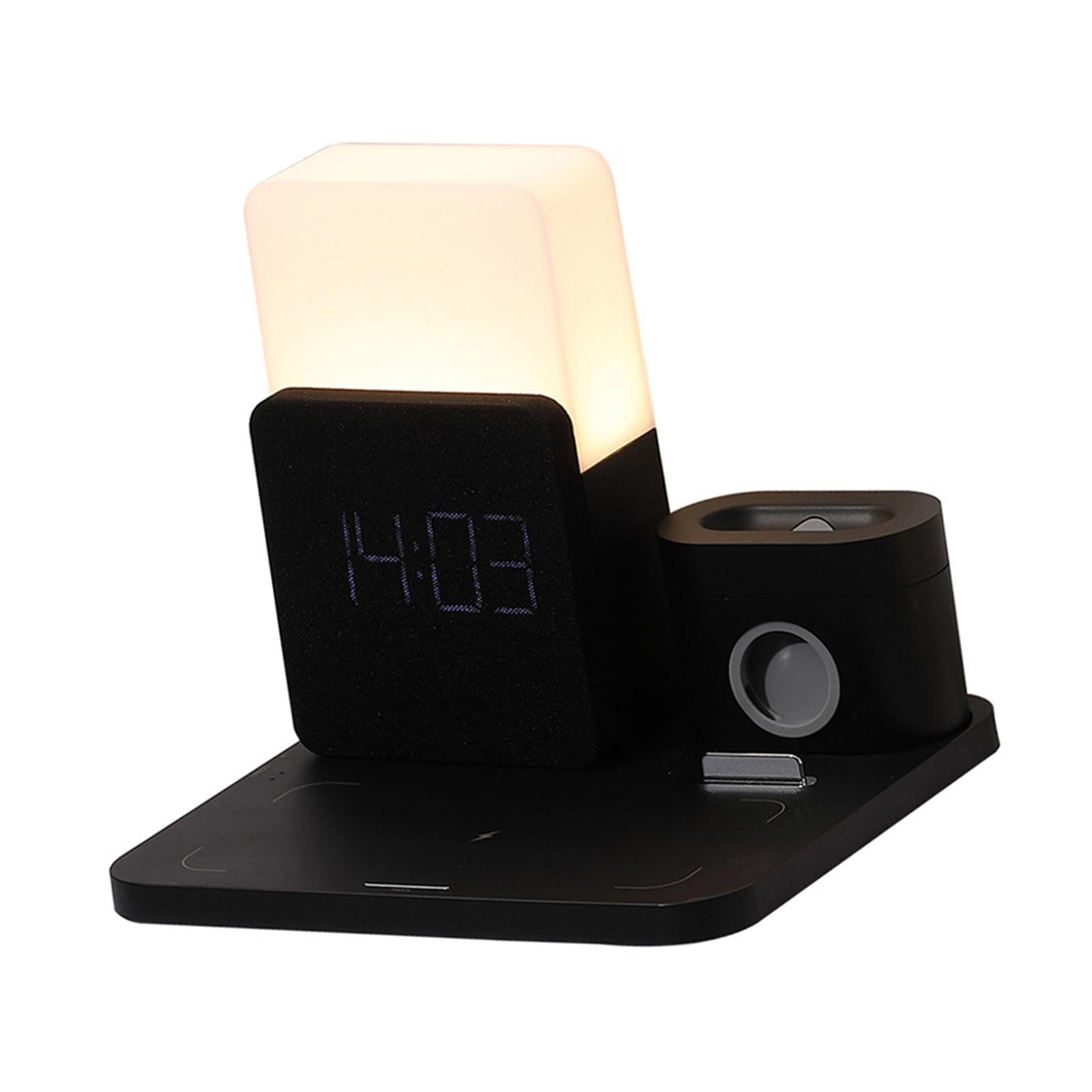 Wireless Charging Dock Wireless Charger Night light Clock For iPhone Black