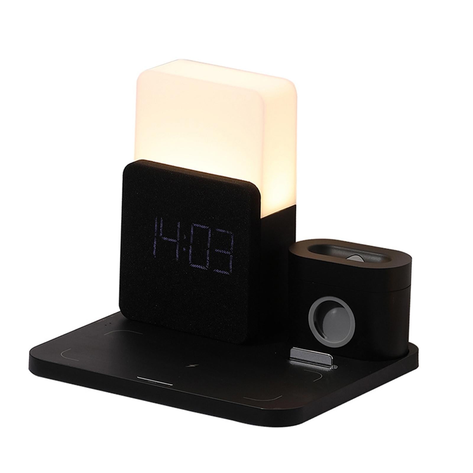 Wireless Charging Dock Wireless Charger Night light Clock For iPhone Black