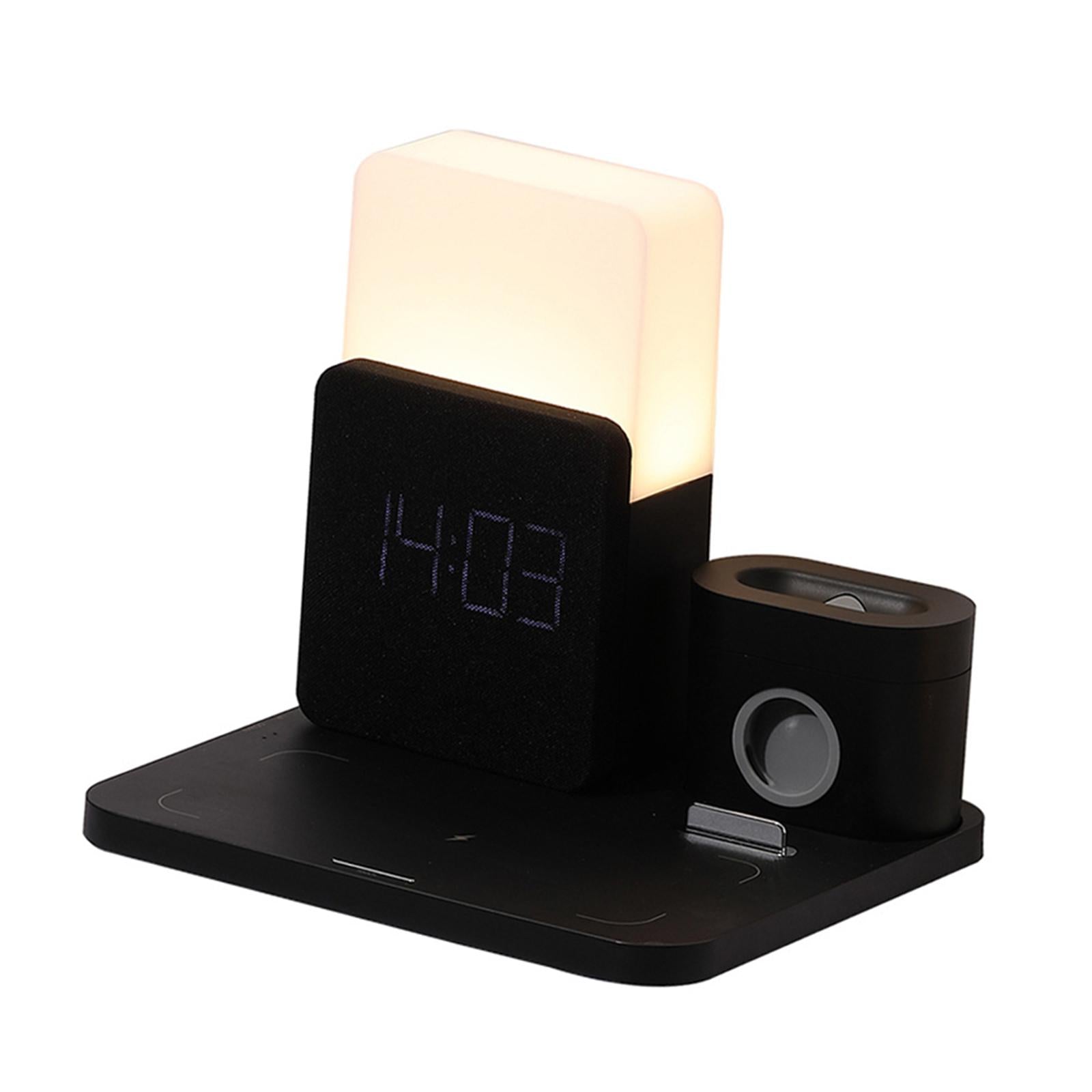 Wireless Charging Dock Wireless Charger Night light Clock For iPhone Black