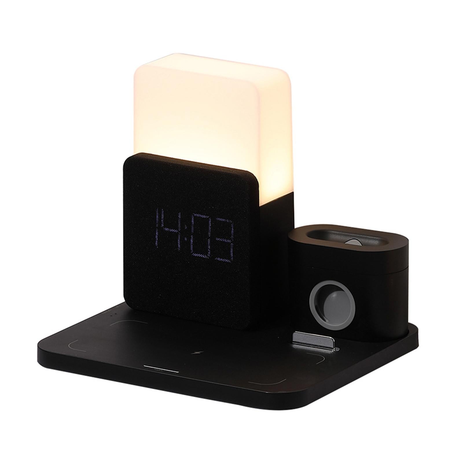 Wireless Charging Dock Wireless Charger Night light Clock For iPhone Black