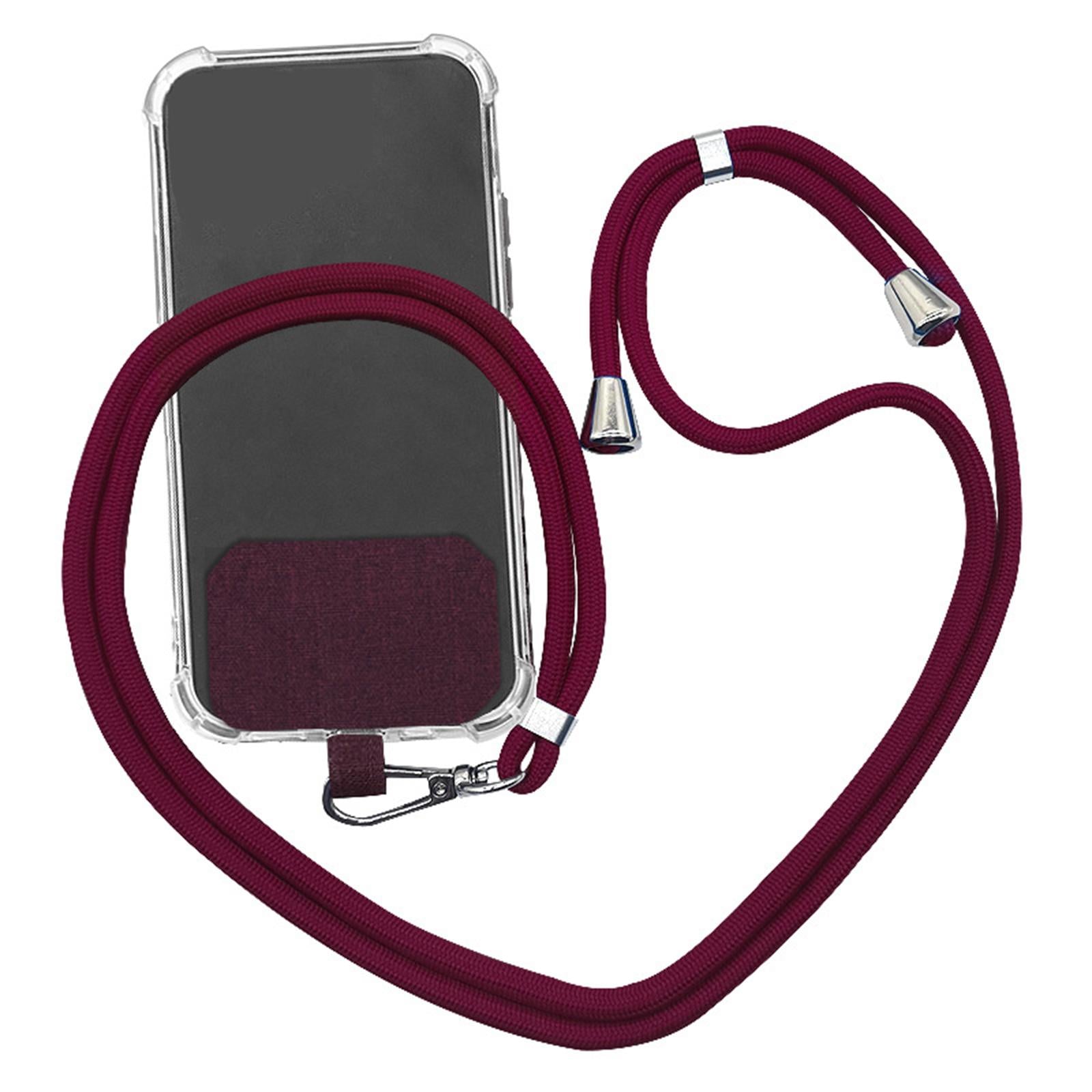 Detachable Adjustable Mobile Phone Lanyard Neck Strap Red Wine