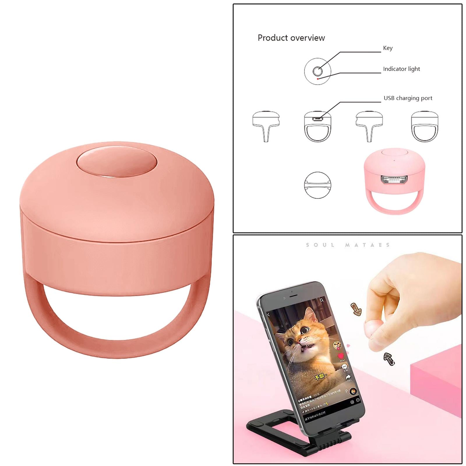 Wireless Bluetooth Fingertip Video Controller Clicker Page Turner Pink