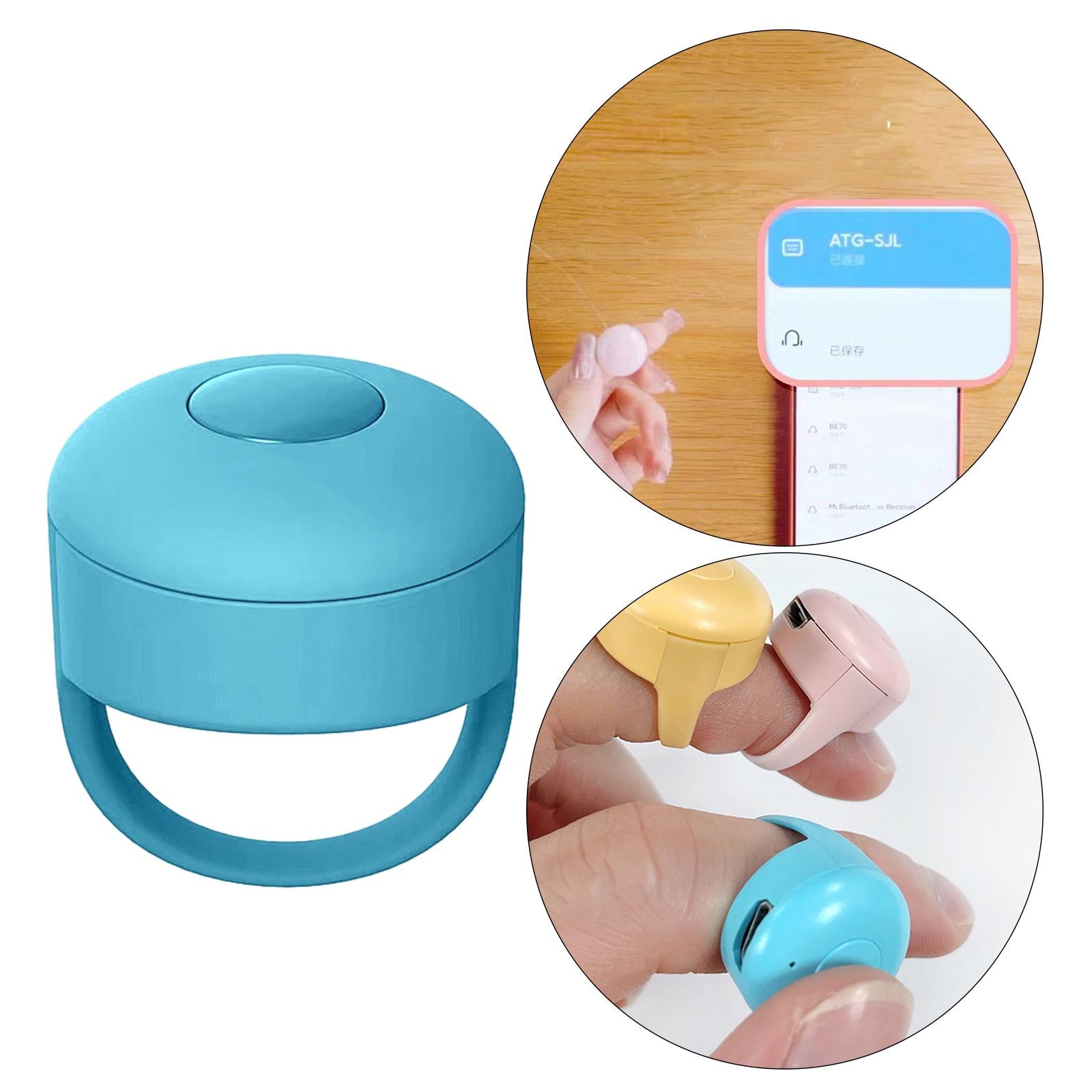 Wireless Bluetooth Fingertip Video Controller Clicker Page Turner Blue