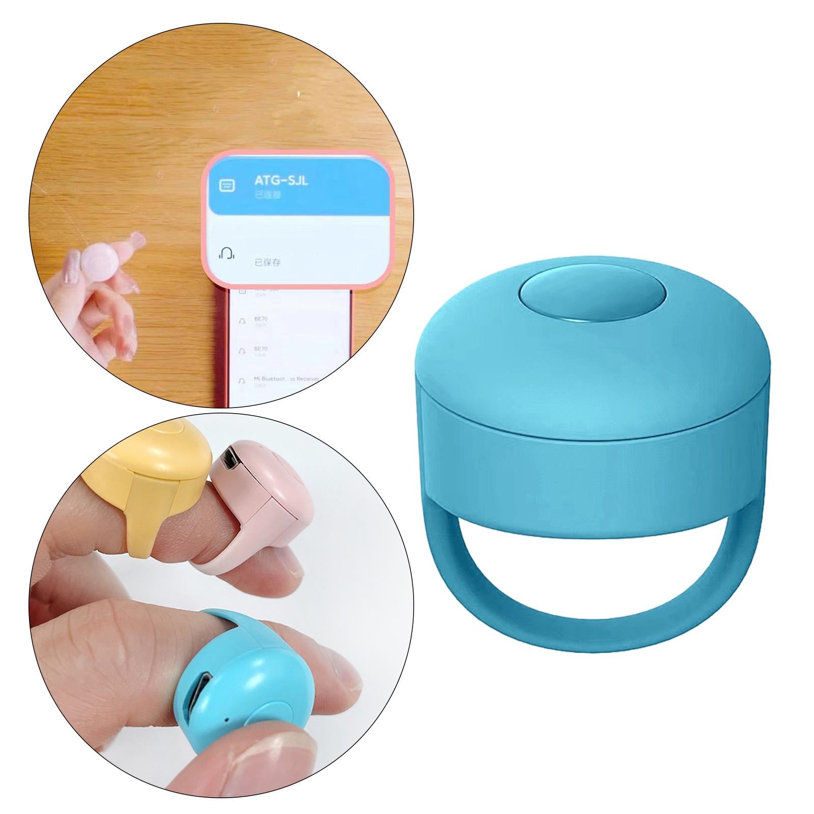 Wireless Bluetooth Fingertip Video Controller Clicker Page Turner Blue