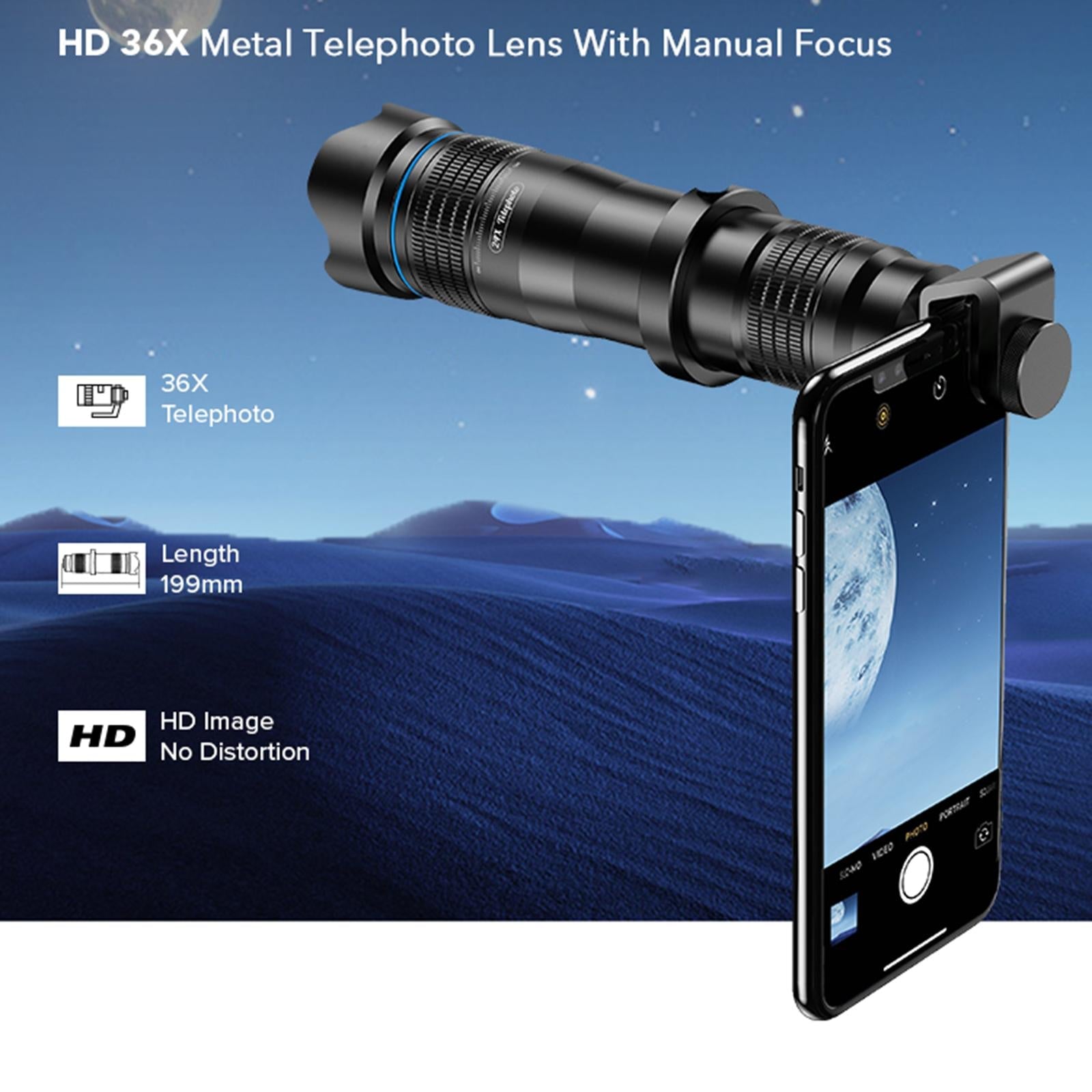 36x HD Telephoto Phone Lens Zoom Monocular with Tripod for iPhone