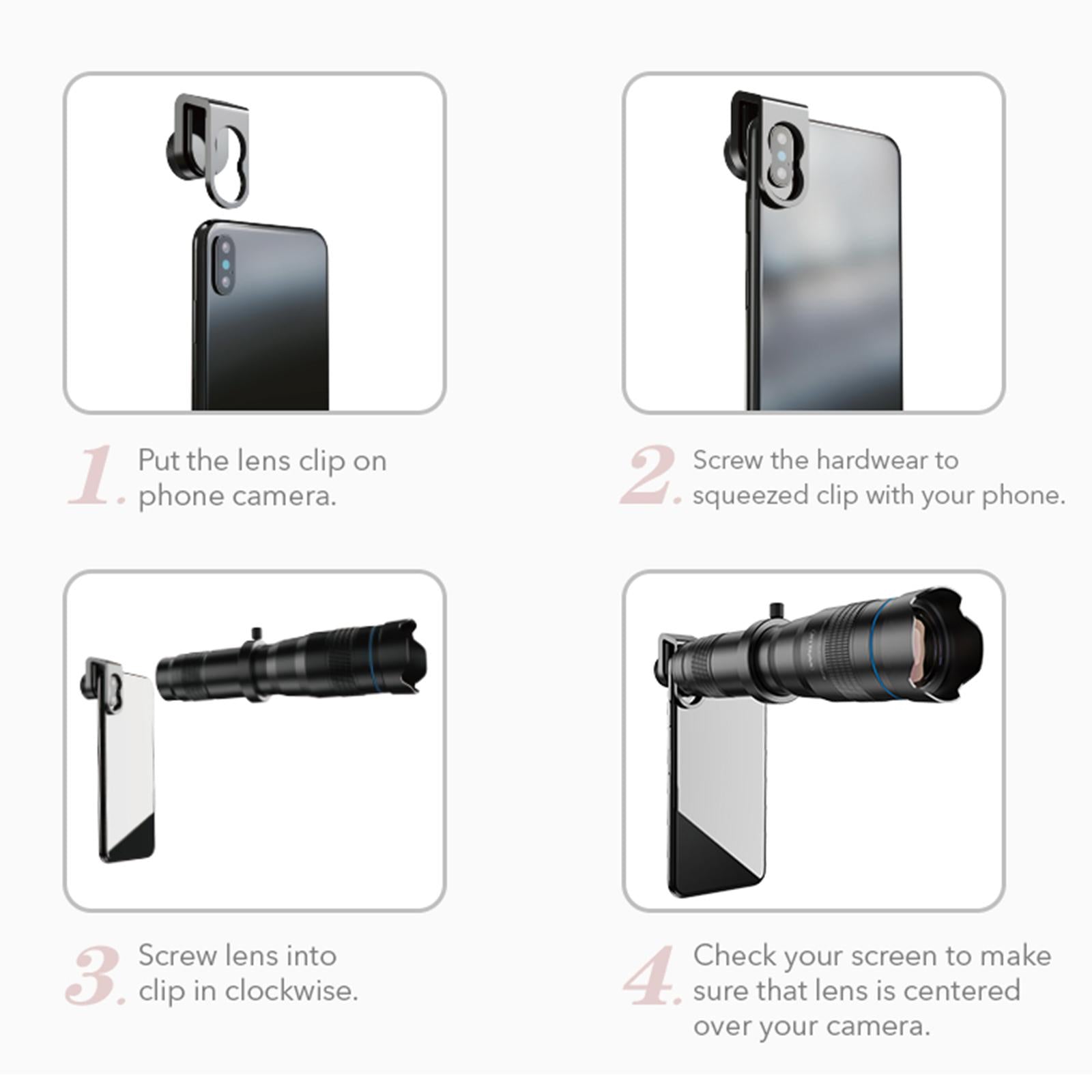 36x HD Telephoto Phone Lens Zoom Monocular with Tripod for iPhone