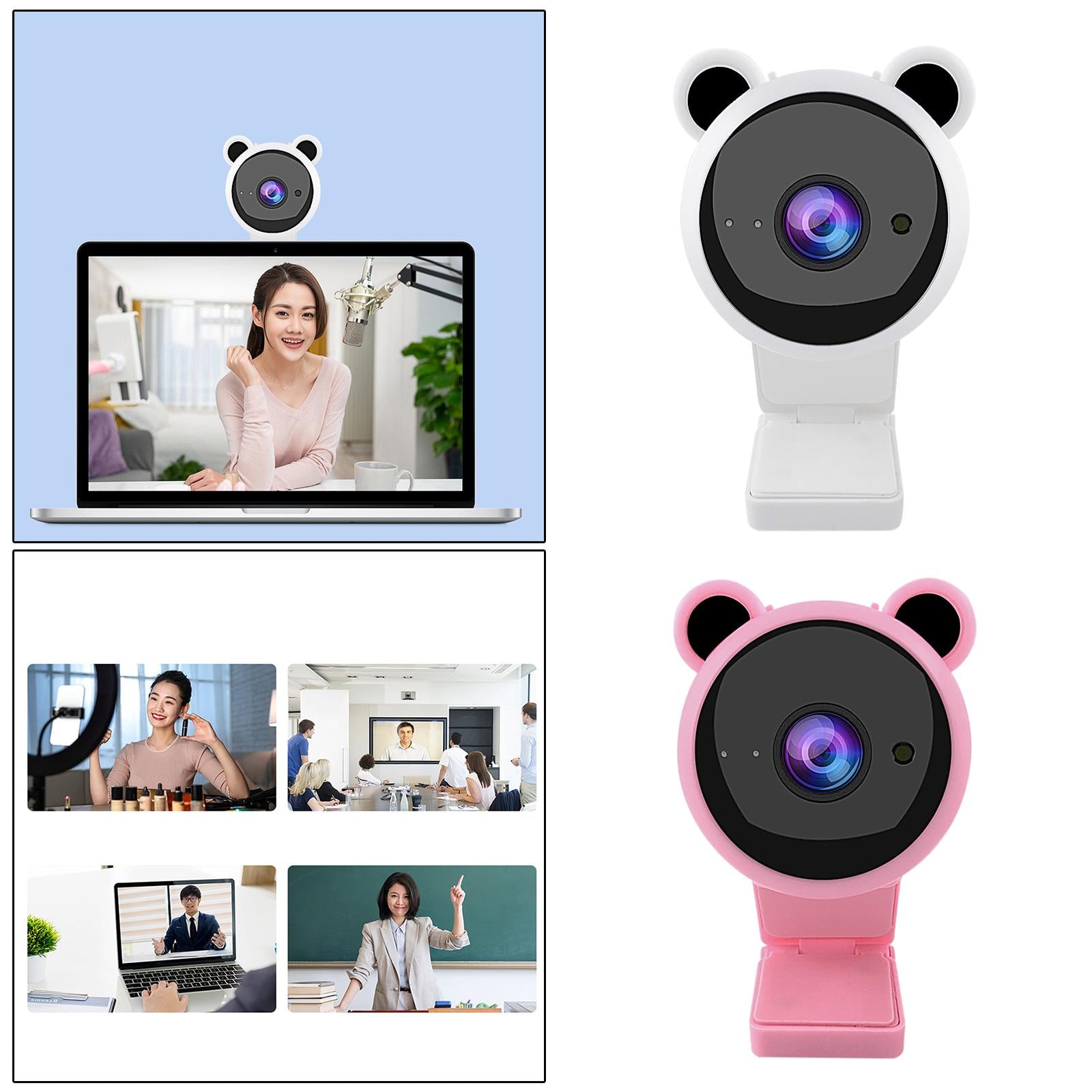 HD Webcam with Mic USB Web Camera 30FPS for Video Live Streaming PC Cam White