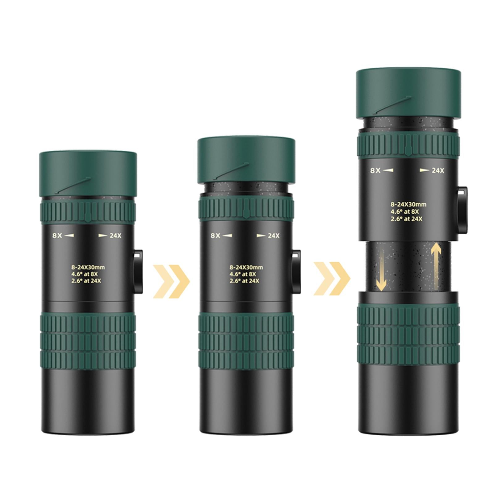 8-24X30 HD Zoom Monocular Scope for Traveling Concert Hiking Telescope Green