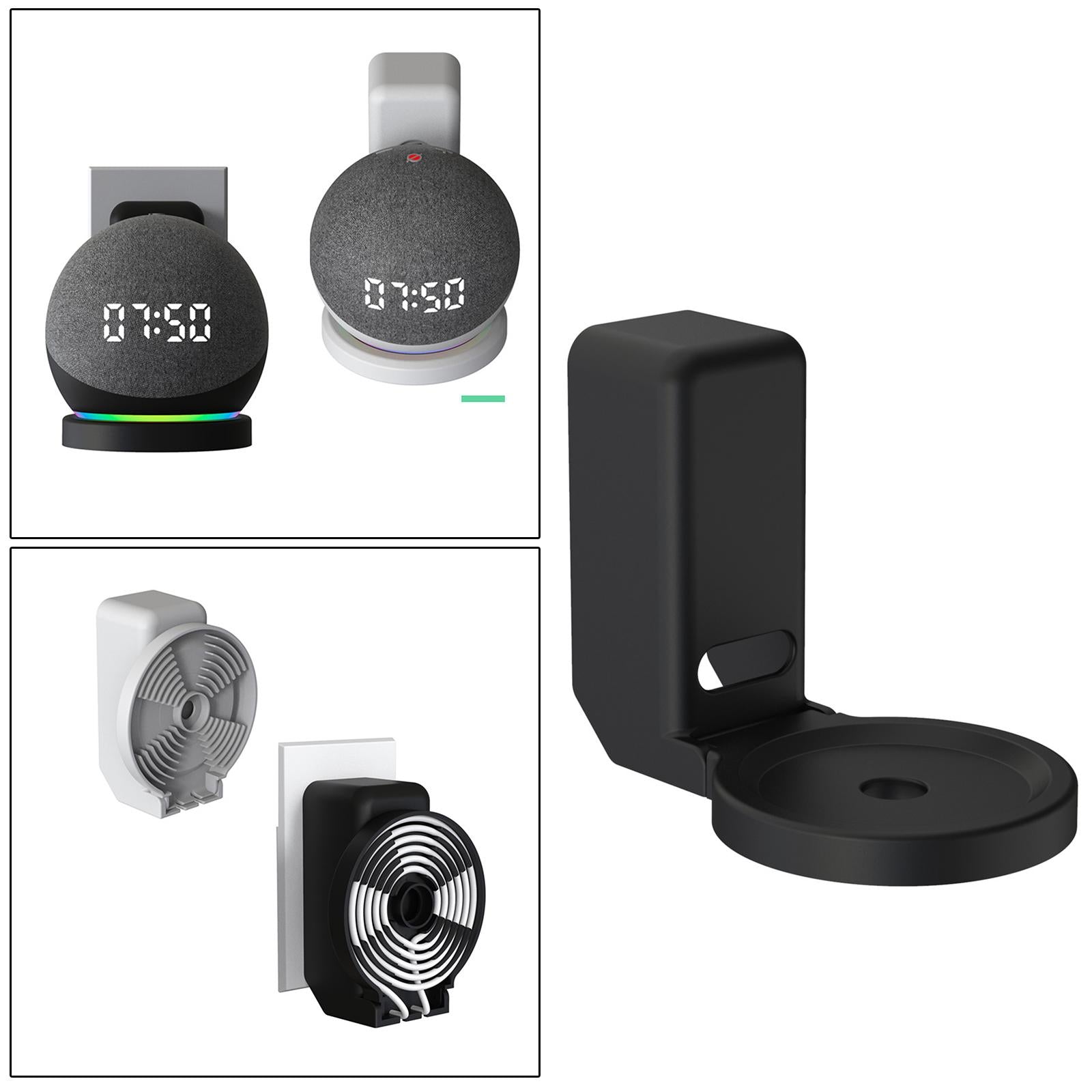 Wall Mount Stand for Echo Dot 4th Voice Assistants for Kitchen Bedroom Black